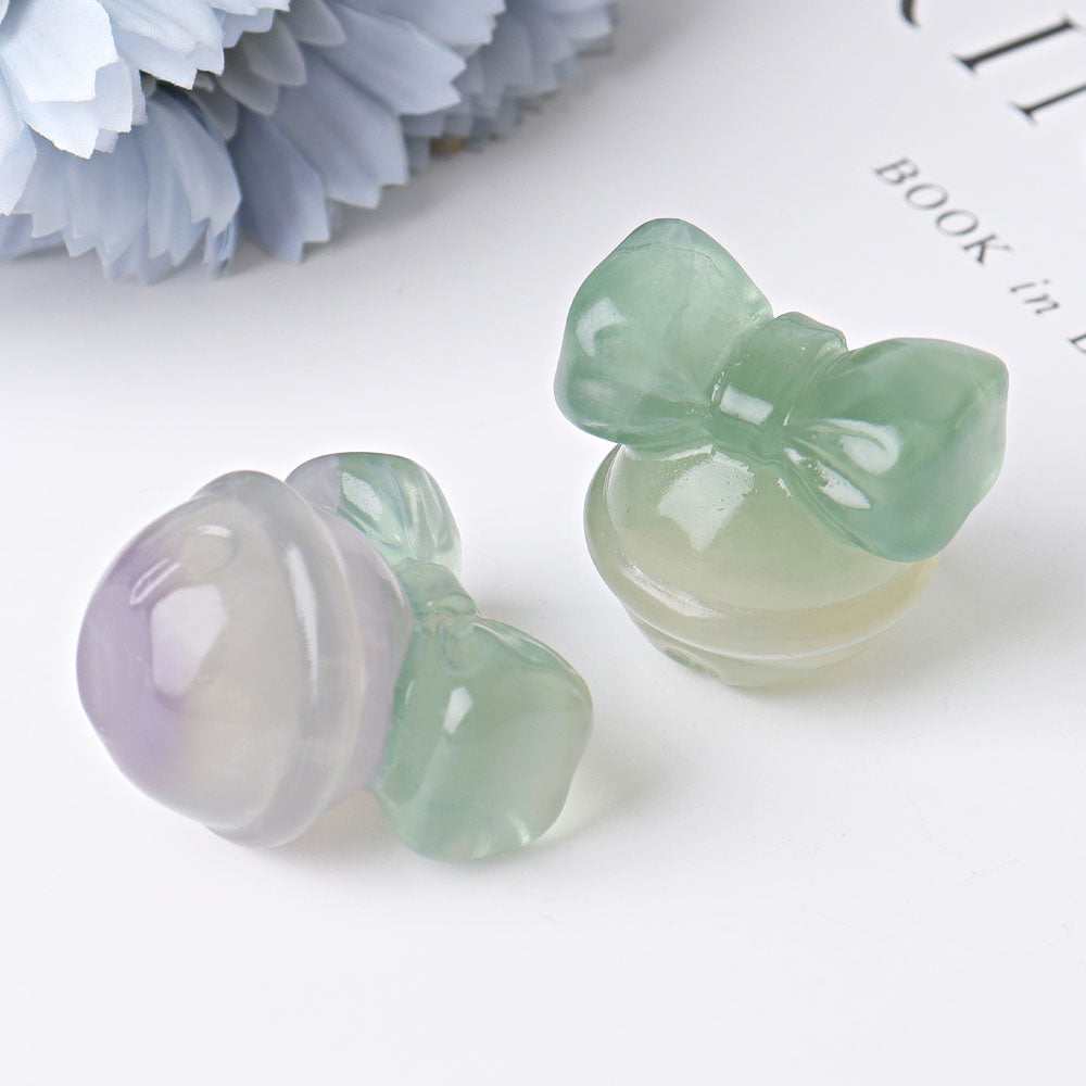 1.6 Inch Fluorite Ring Bell Crystal Figurine Carving