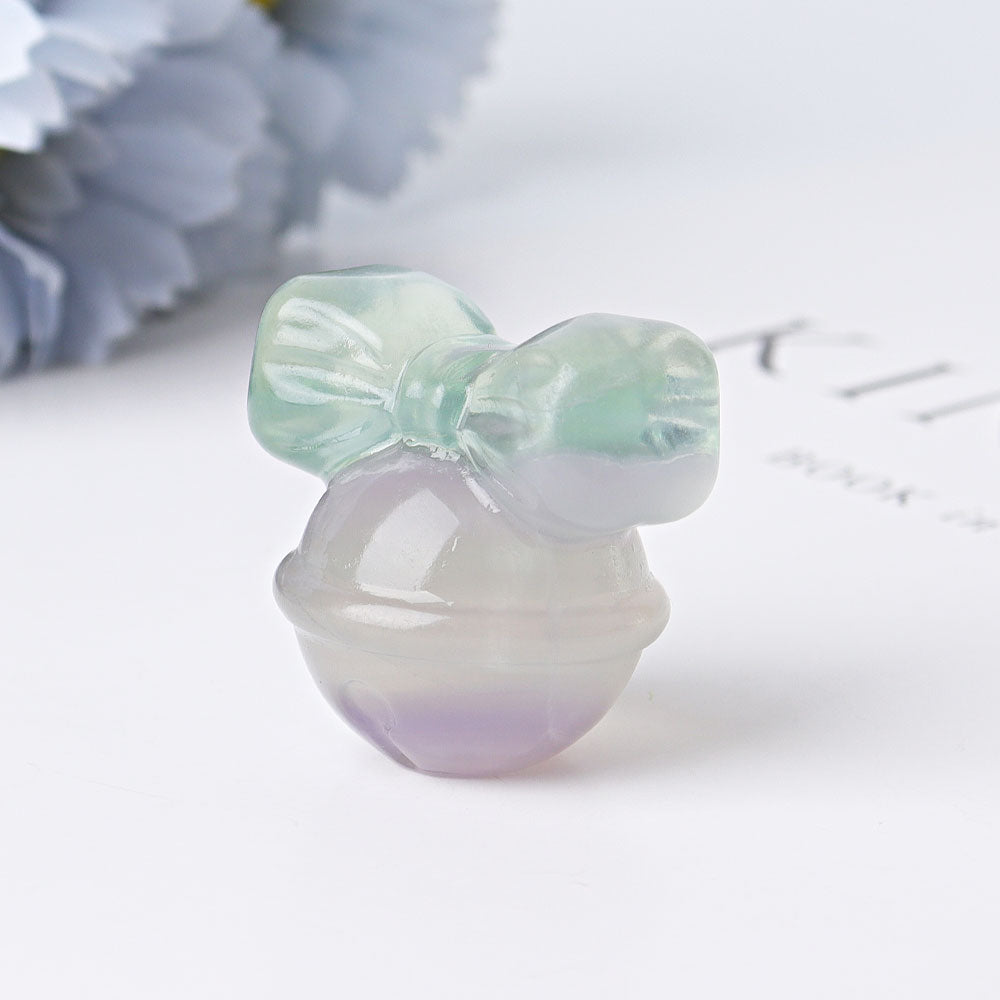 1.6 Inch Fluorite Ring Bell Crystal Figurine Carving
