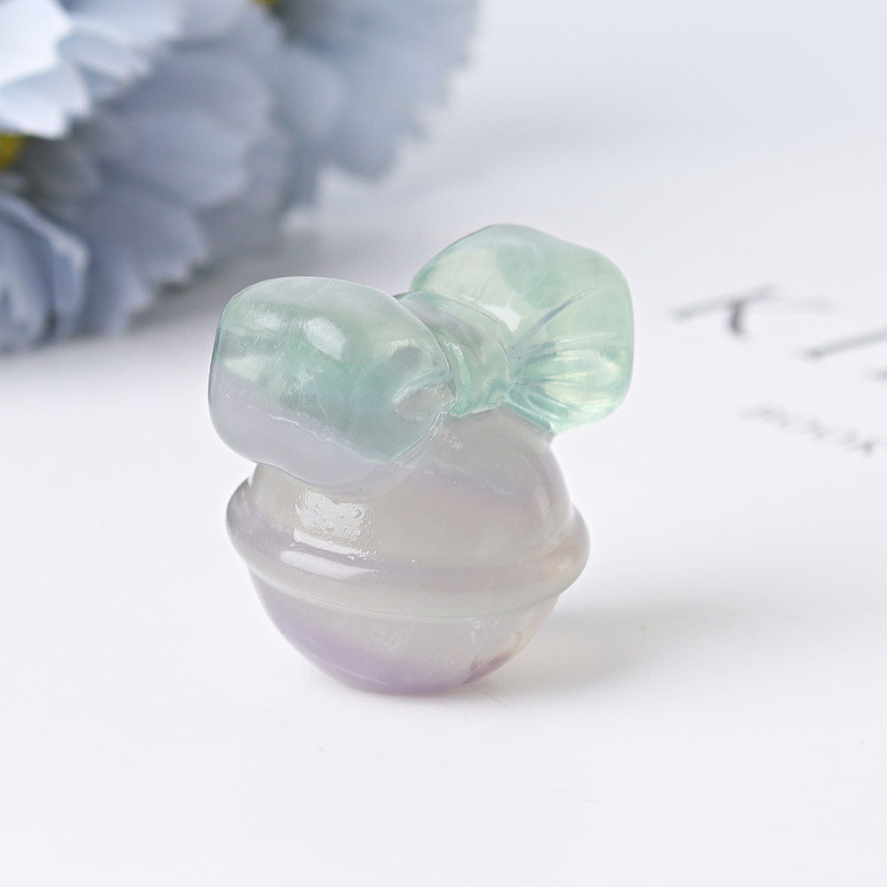 1.6 Inch Fluorite Ring Bell Crystal Figurine Carving