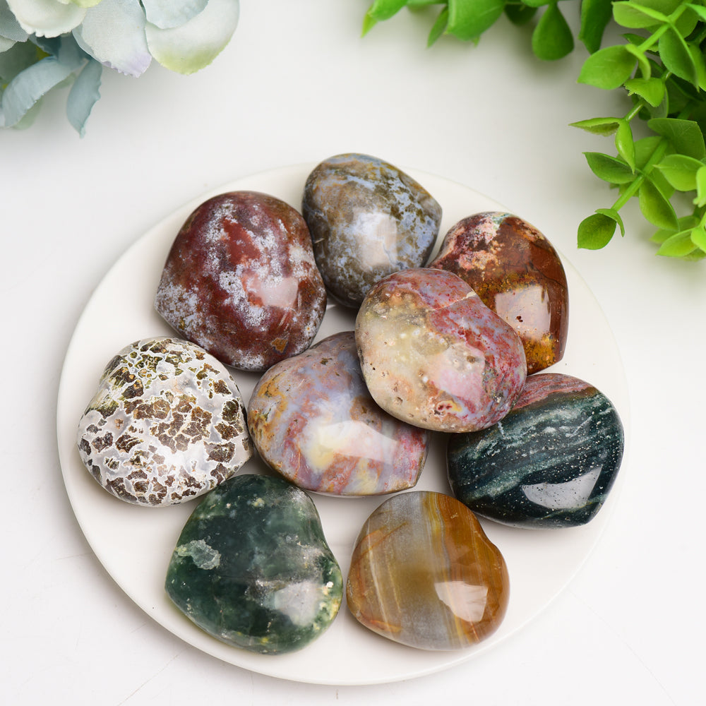 1.6 inch Ocean Jasper Heart Crystal for Emotional Healing