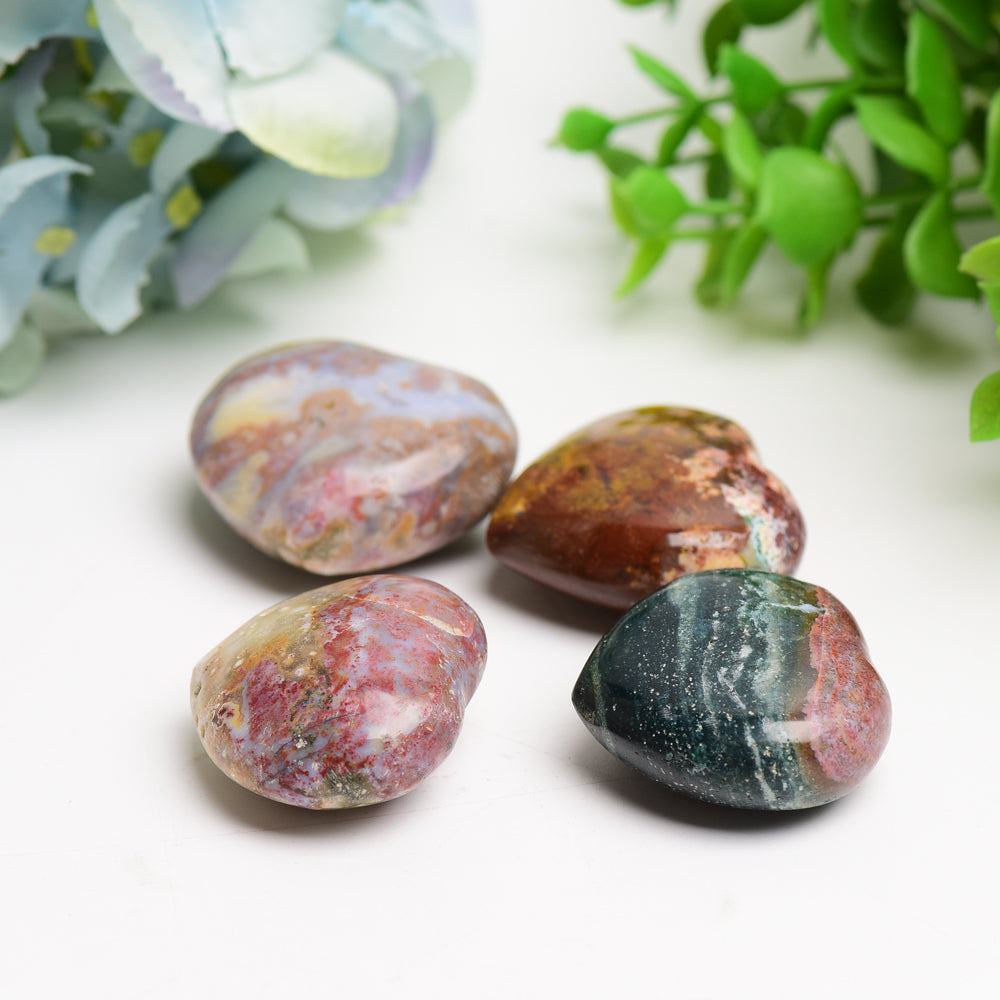 1.6 inch Ocean Jasper Heart Crystal for Emotional Healing