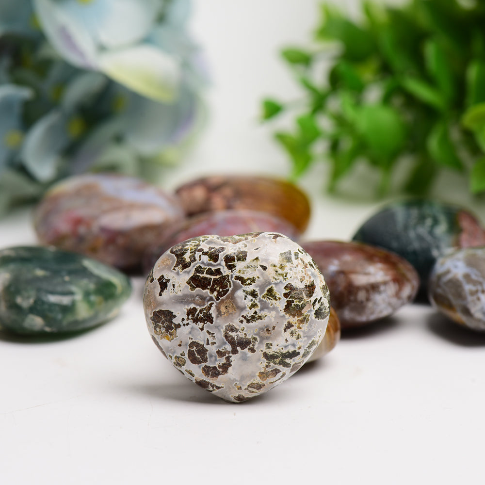 1.6 inch Ocean Jasper Heart Crystal for Emotional Healing