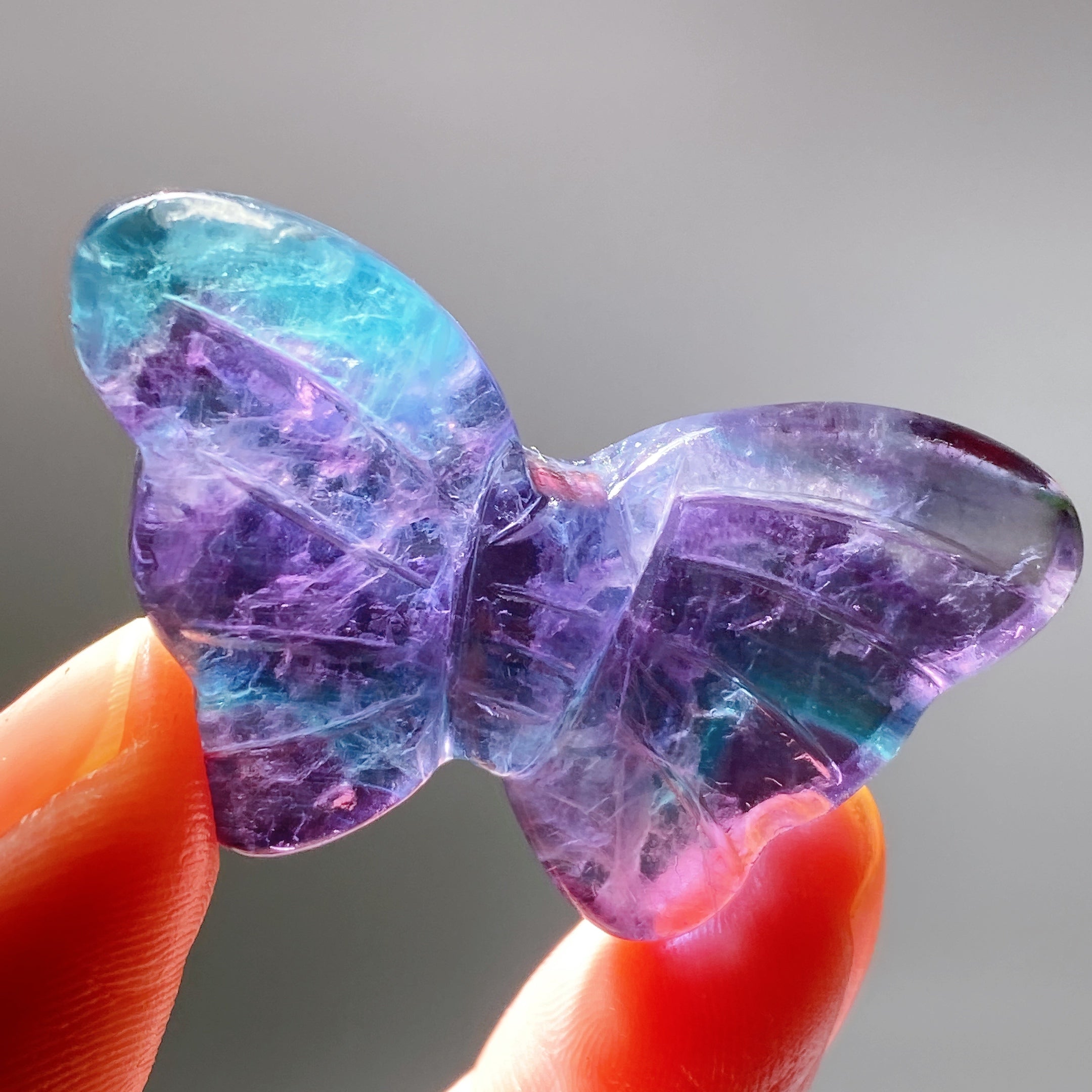 1.6 Inch Rainbow Fluorite Butterfly Crystal Figurine