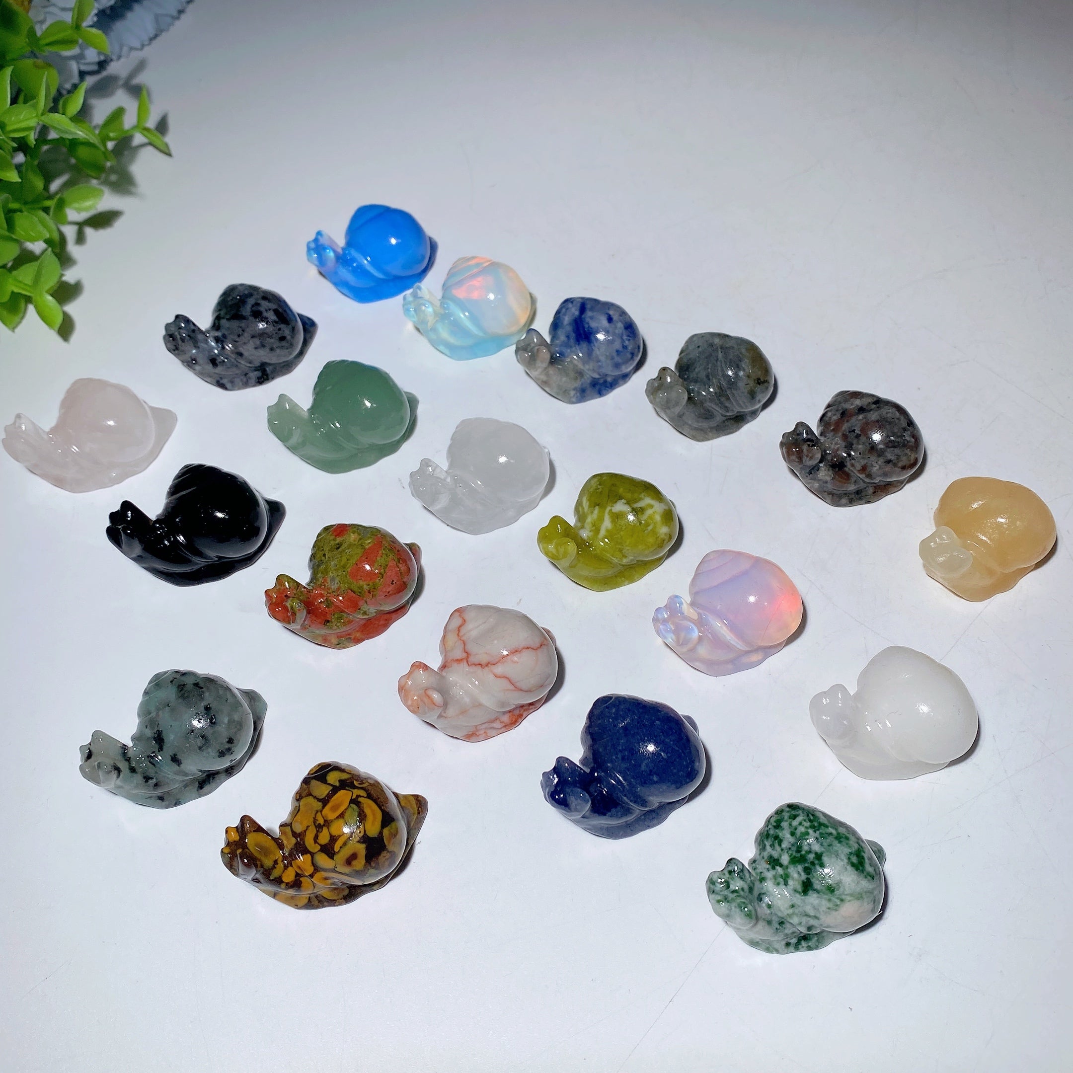1.6" Mixed Crystal Snail Carvings for Healing and Energy