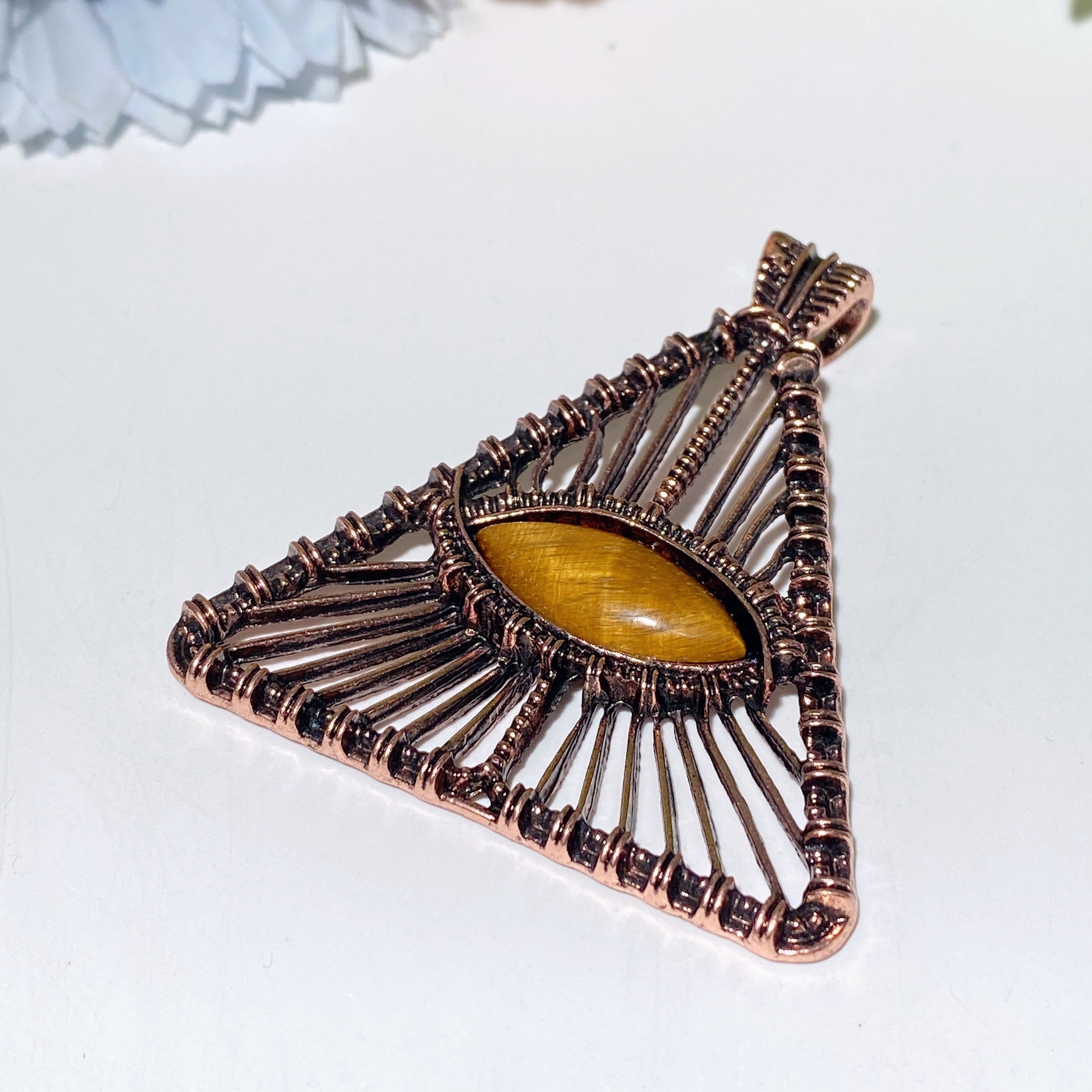 1.6" Rose Quartz Tiger Eye Amethyst Crystal Healing Pendant