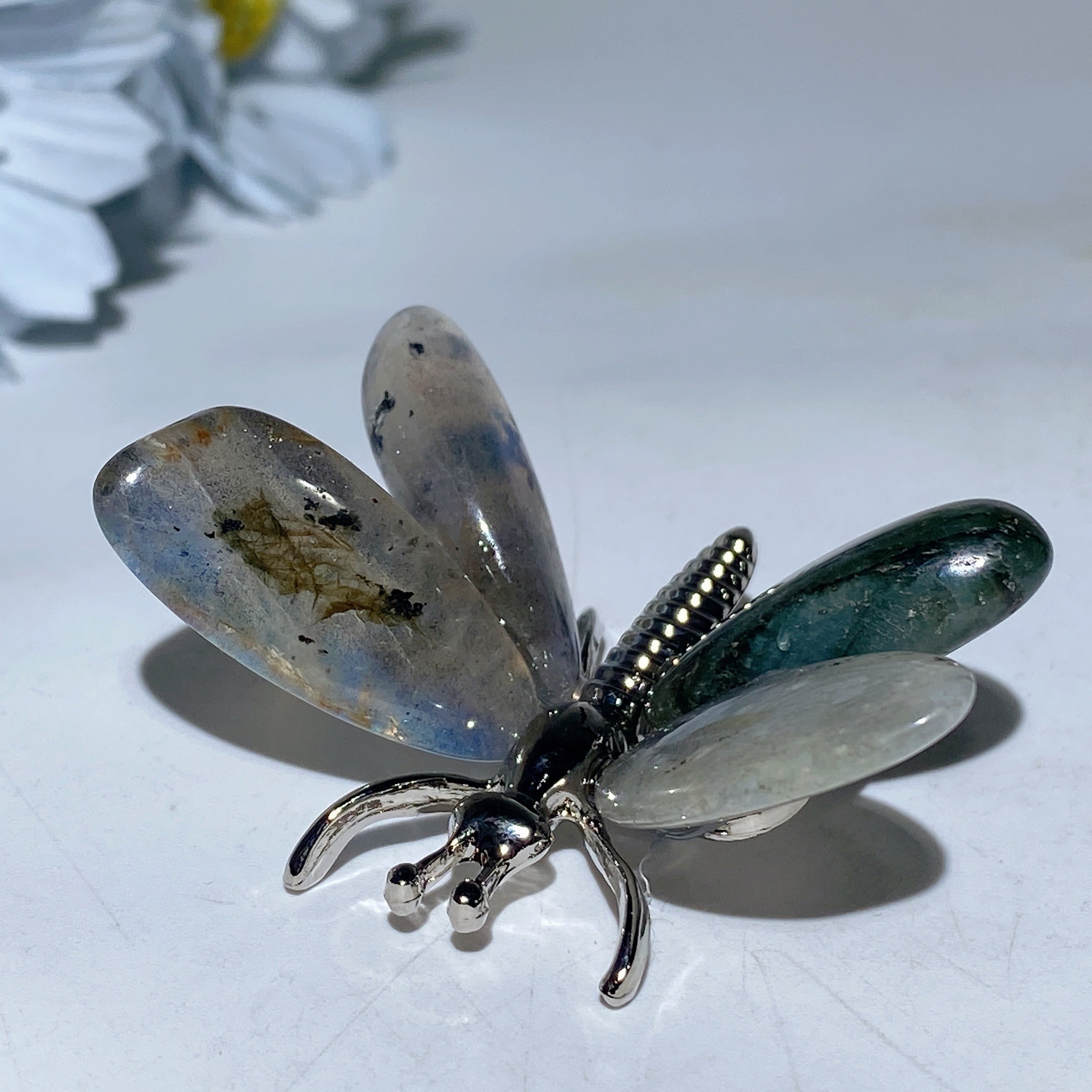 1.7-2.2 inch Mixed Crystal Silver Butterfly Figurine for Healing