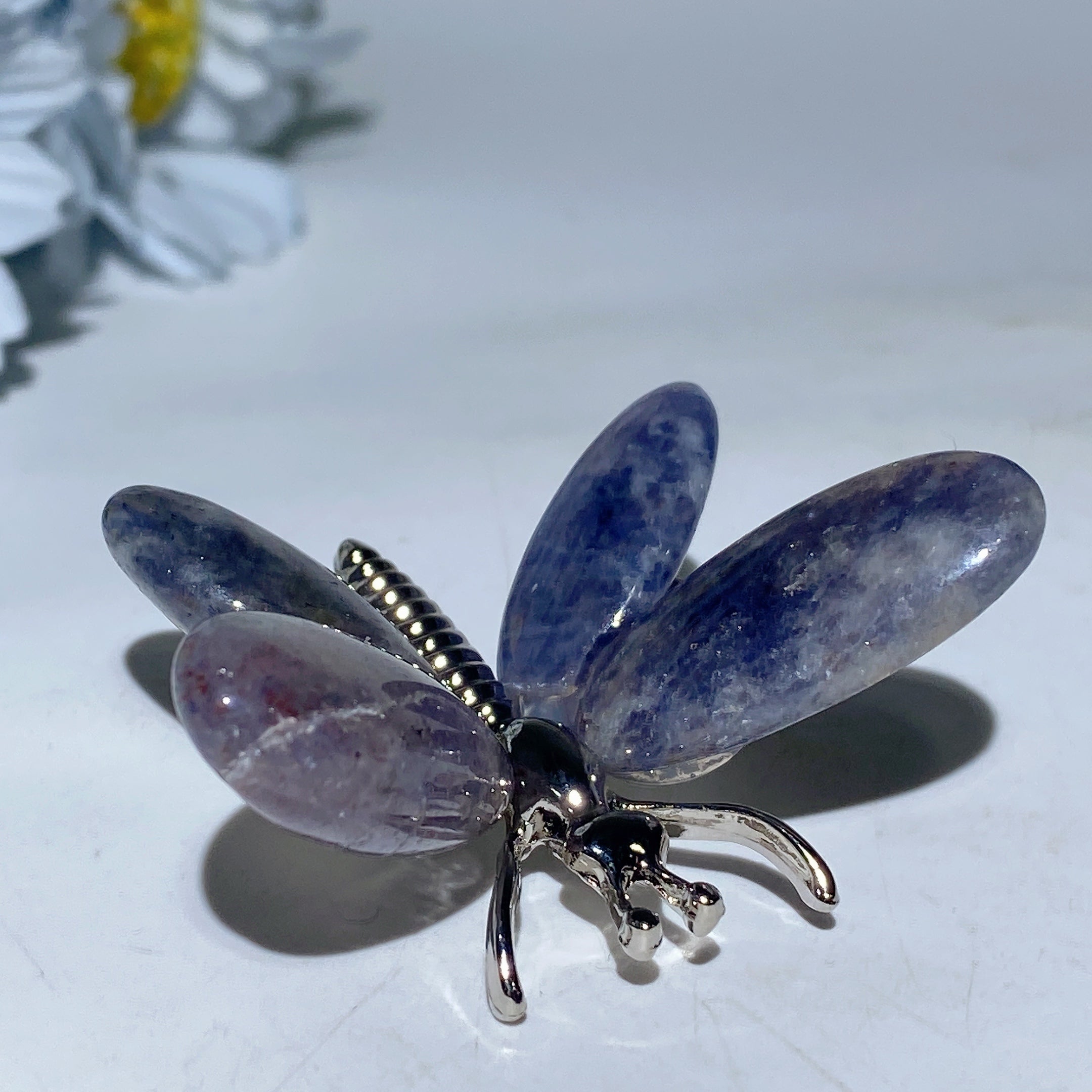 1.7-2.2 inch Mixed Crystal Silver Butterfly Figurine for Healing