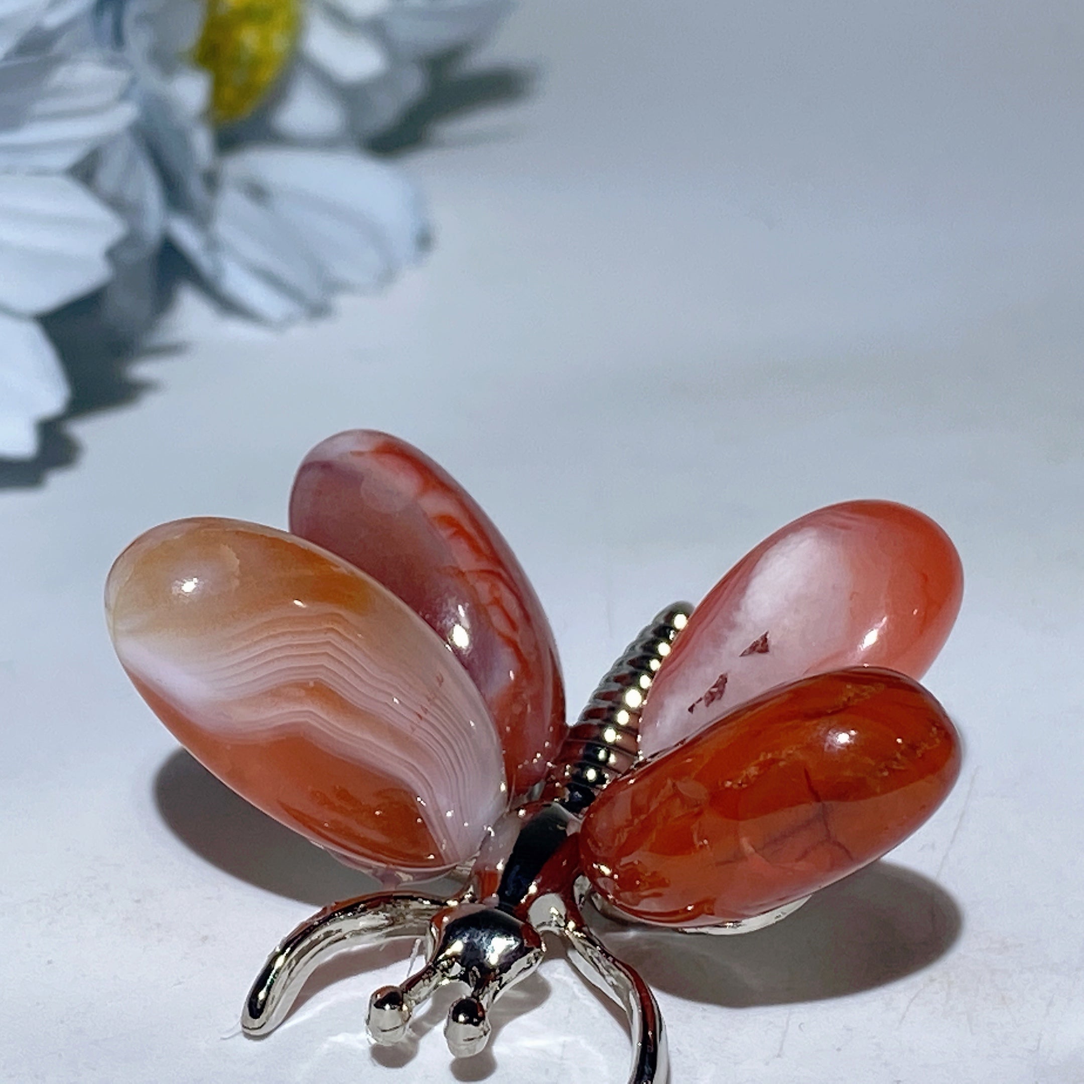 1.7-2.2 inch Mixed Crystal Silver Butterfly Figurine for Healing