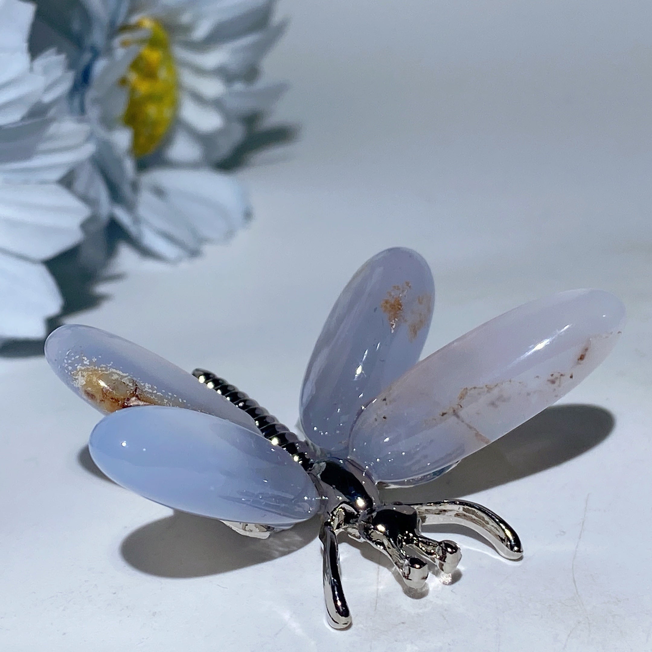 1.7-2.2 inch Mixed Crystal Silver Butterfly Figurine for Healing