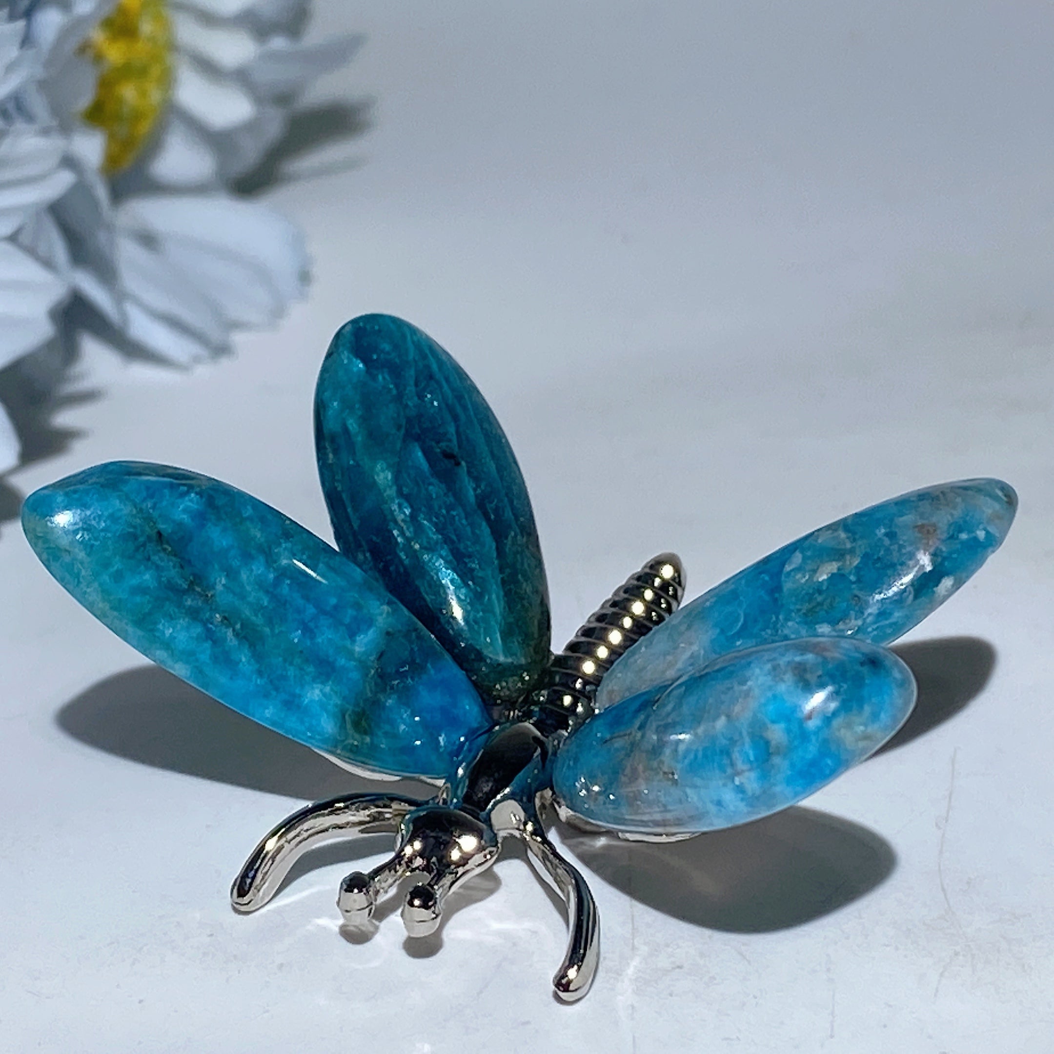 1.7-2.2 inch Mixed Crystal Silver Butterfly Figurine for Healing