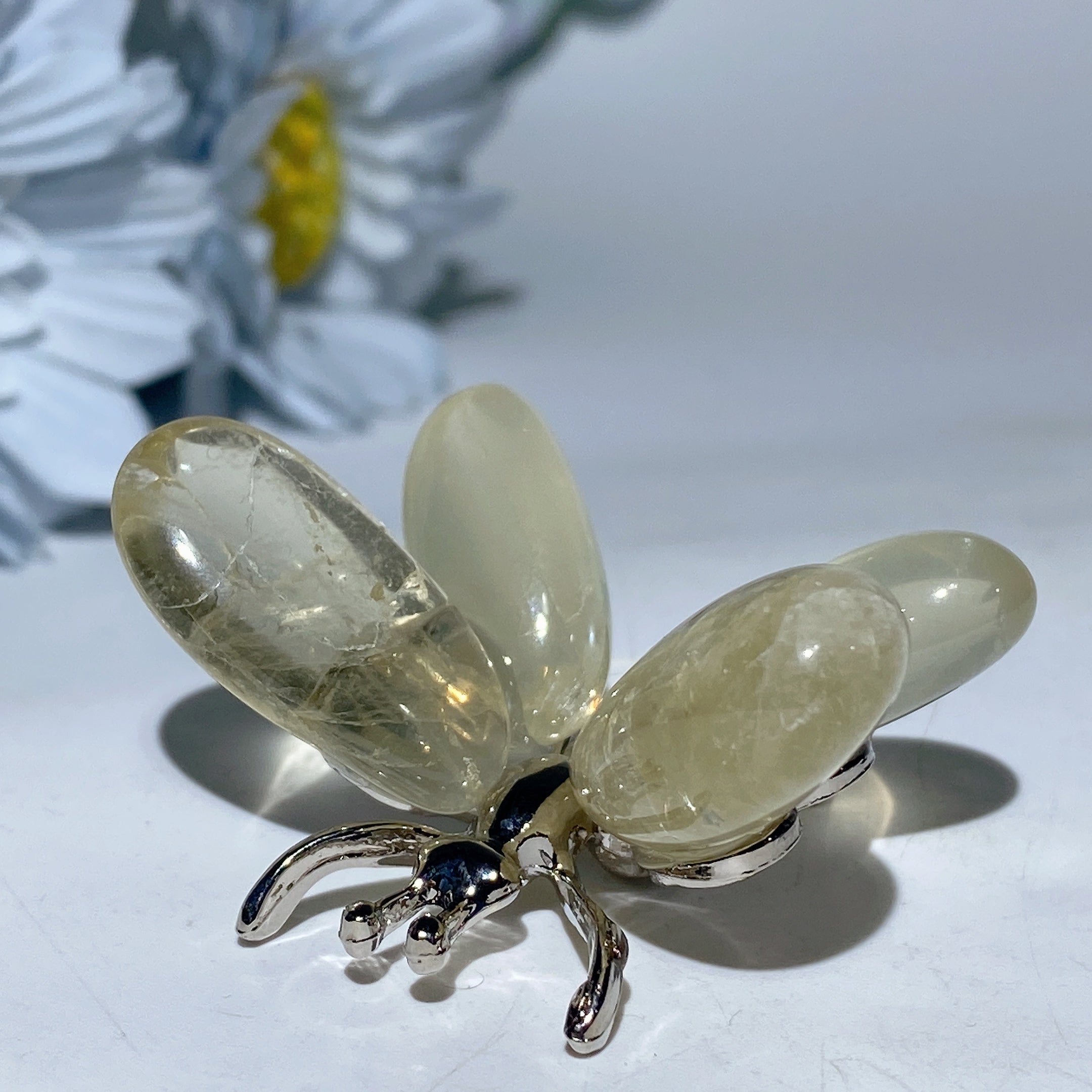 1.7-2.2 inch Mixed Crystal Silver Butterfly Figurine for Healing