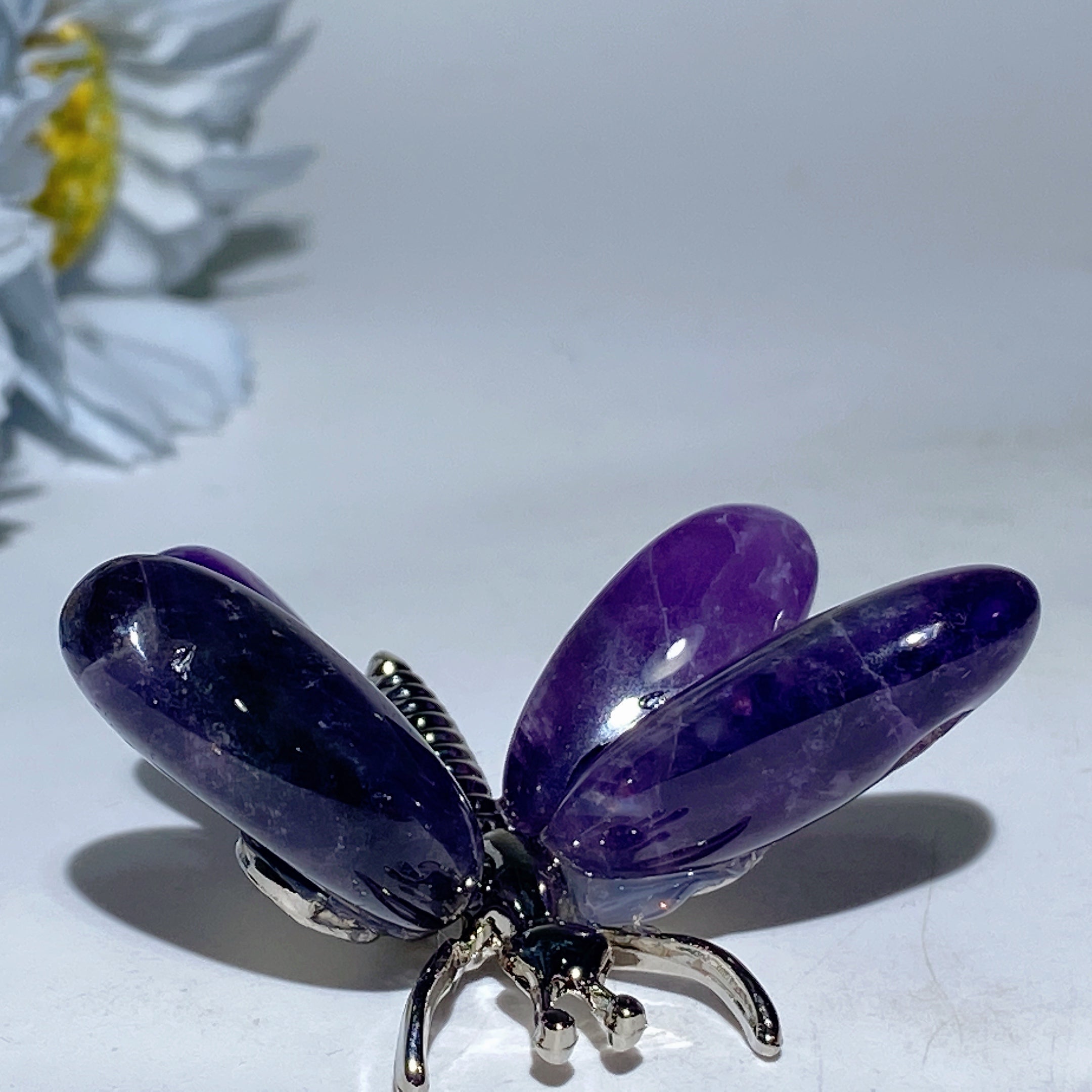 1.7-2.2 inch Mixed Crystal Silver Butterfly Figurine for Healing