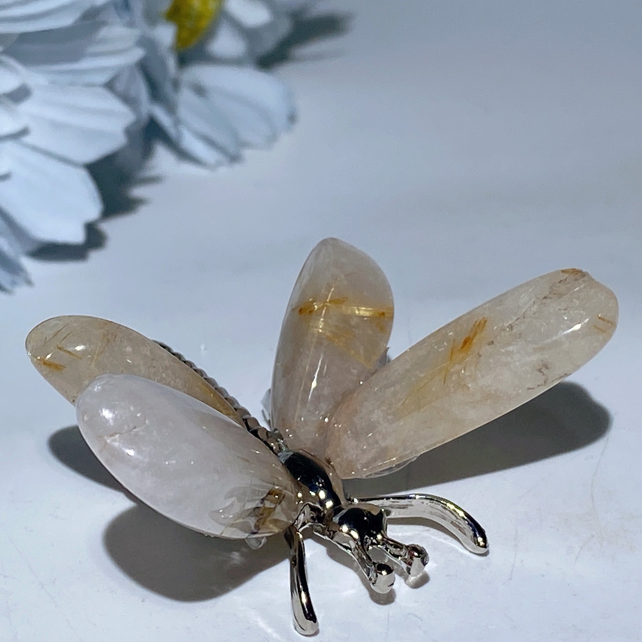 1.7-2.2 inch Mixed Crystal Silver Butterfly Figurine for Healing