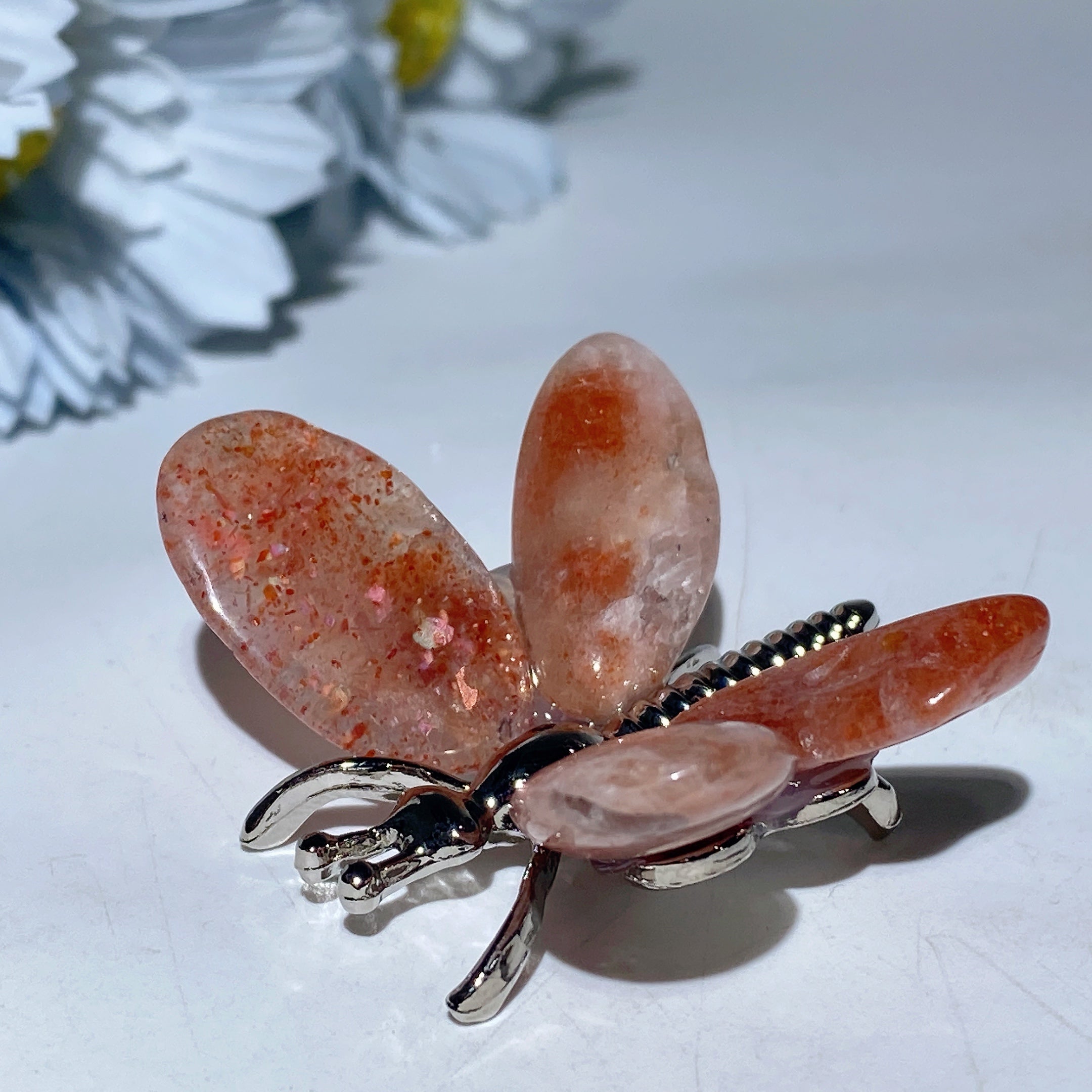 1.7-2.2 inch Mixed Crystal Silver Butterfly Figurine for Healing