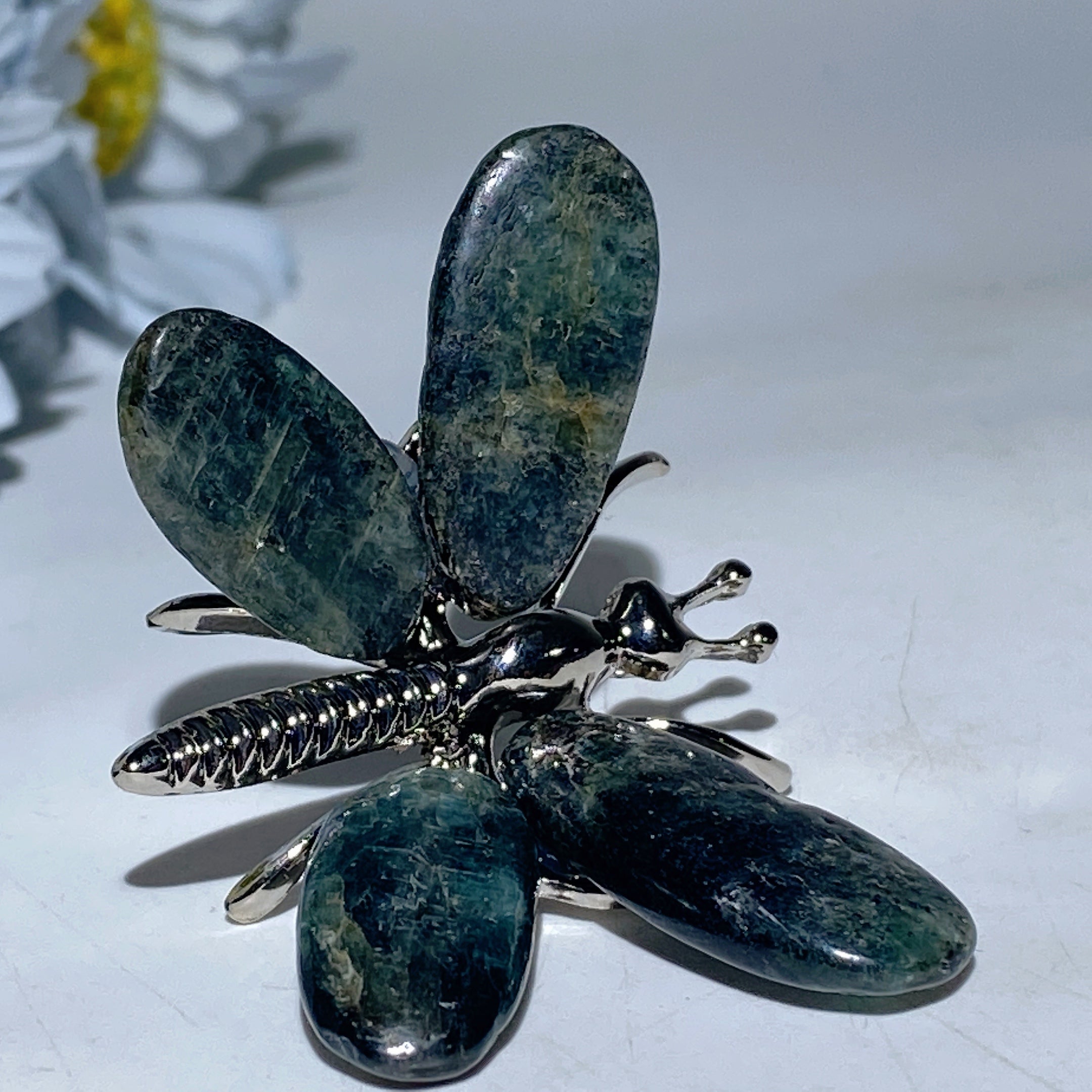 1.7-2.2 inch Mixed Crystal Silver Butterfly Figurine for Healing