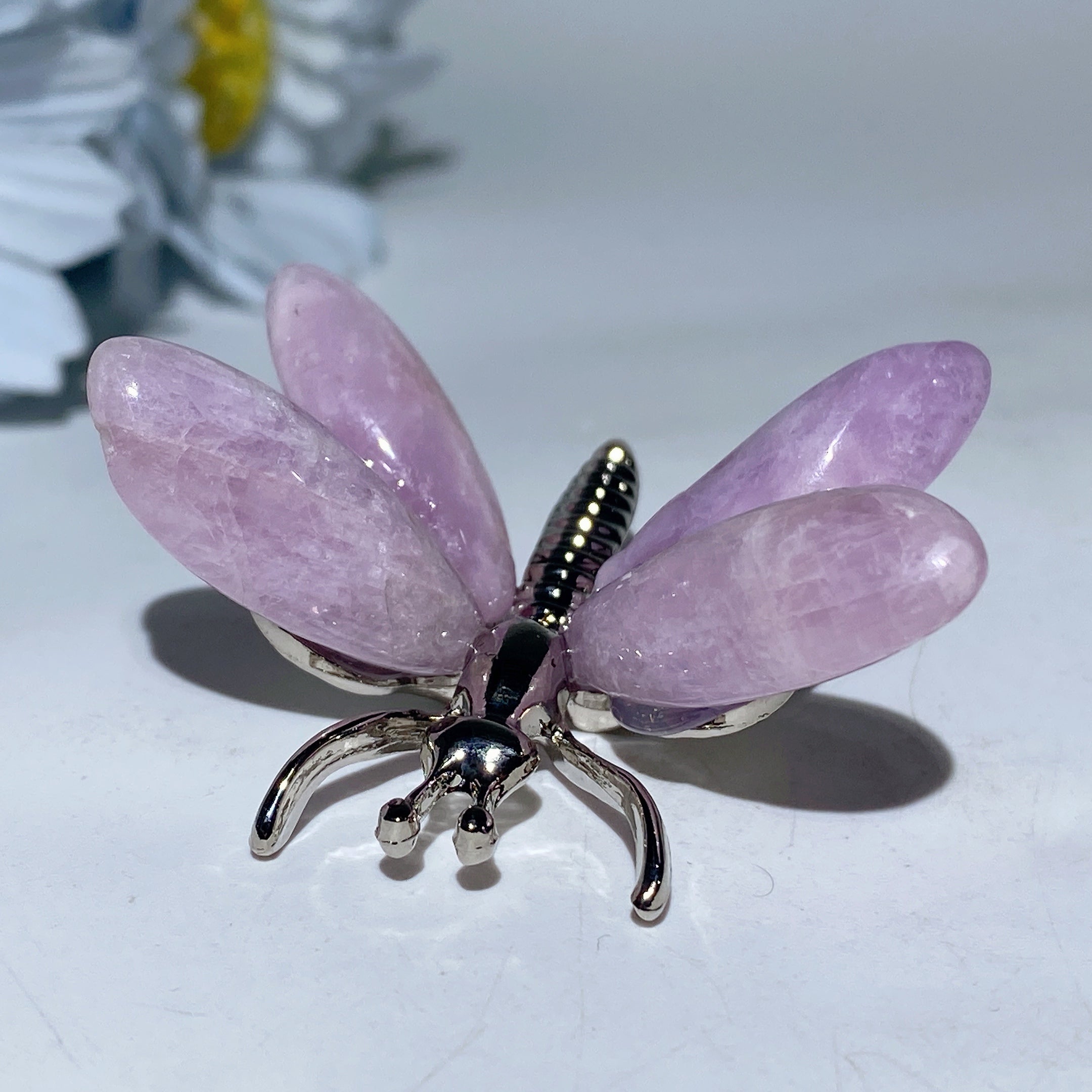 1.7-2.2 inch Mixed Crystal Silver Butterfly Figurine for Healing