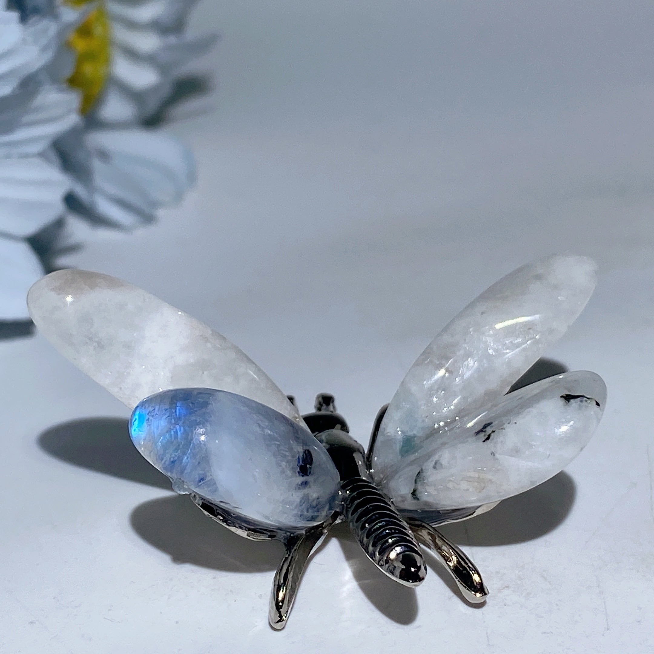 1.7-2.2 inch Mixed Crystal Silver Butterfly Figurine for Healing