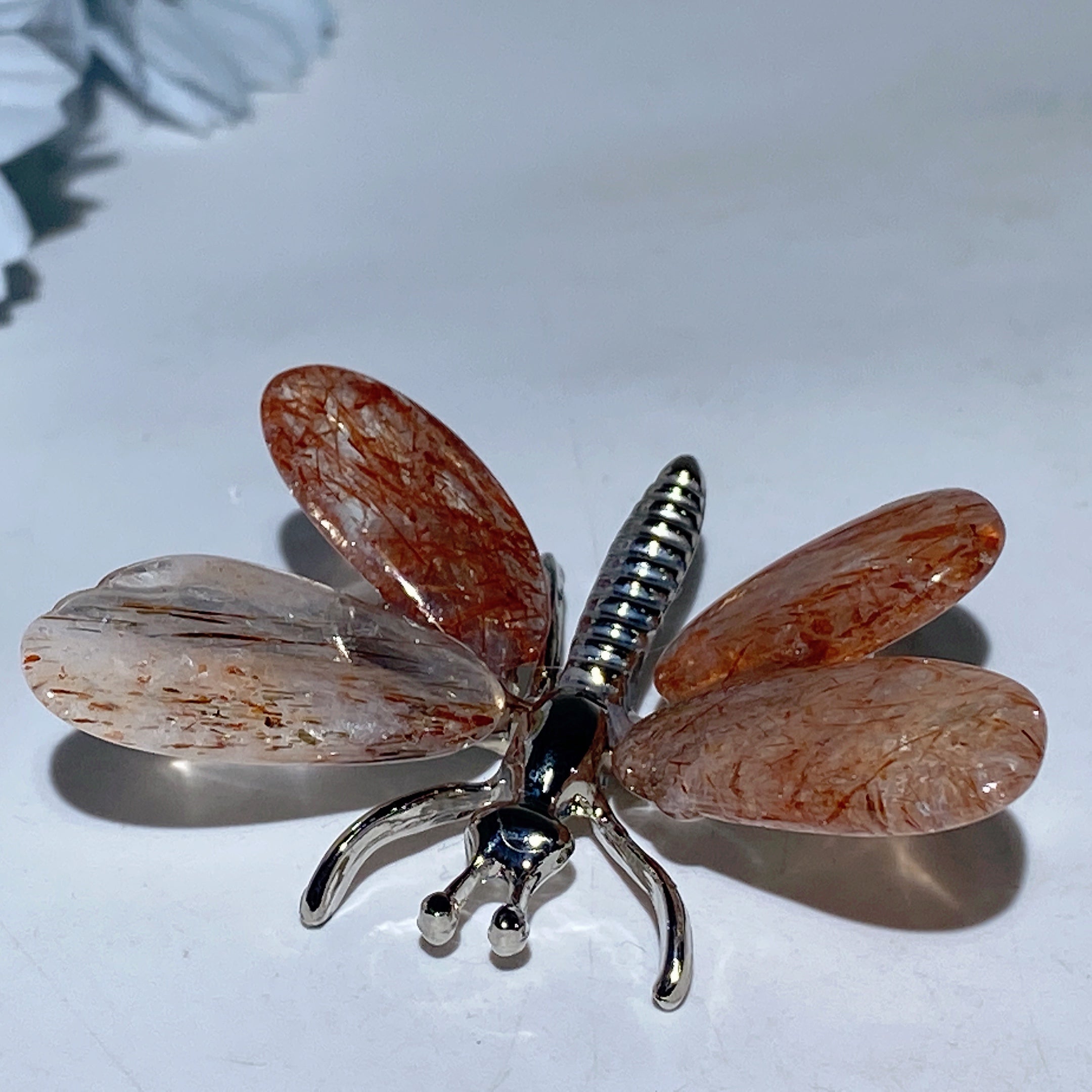 1.7-2.2 inch Mixed Crystal Silver Butterfly Figurine for Healing