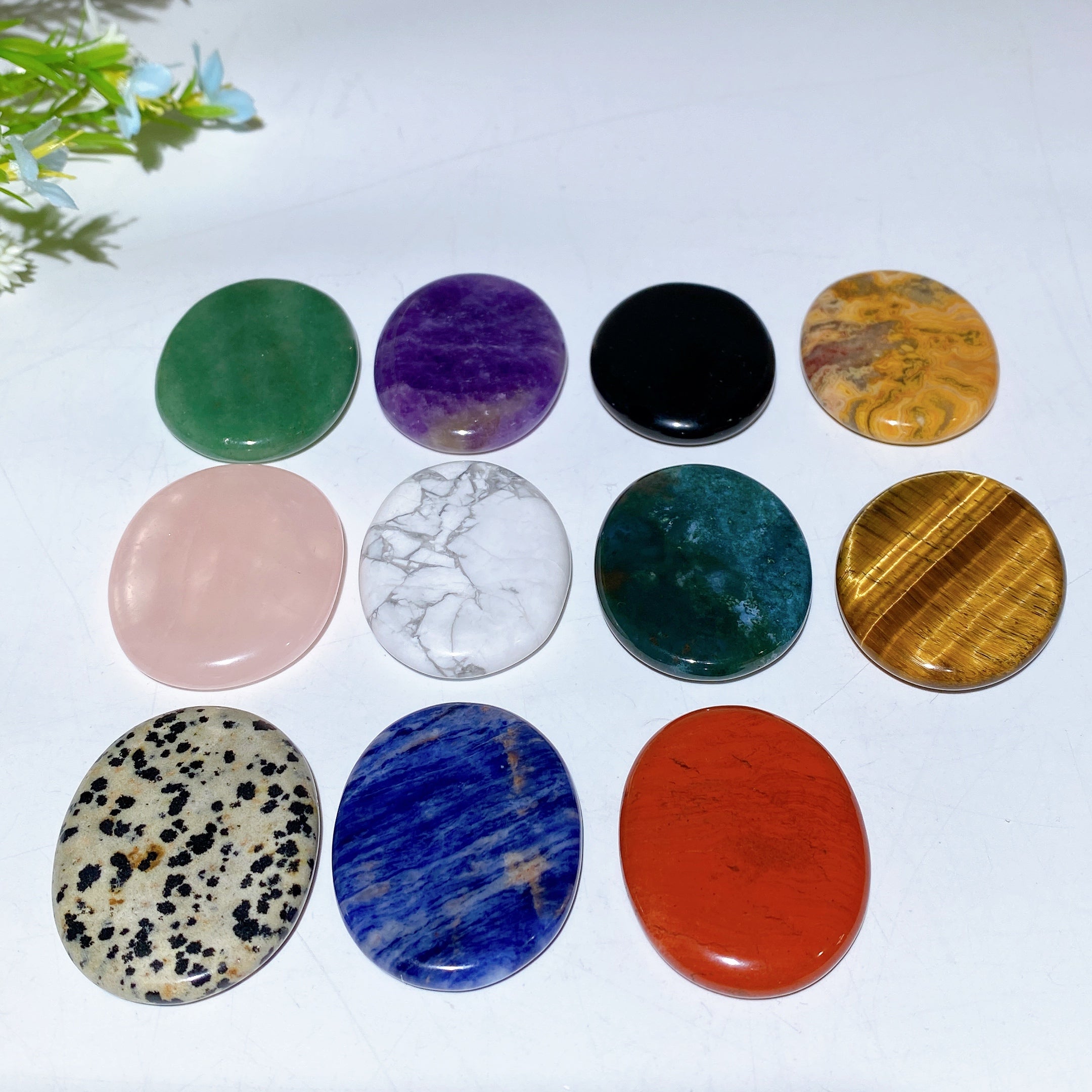 1.7" Crystal Flat Healing Palm Stone for Meditation