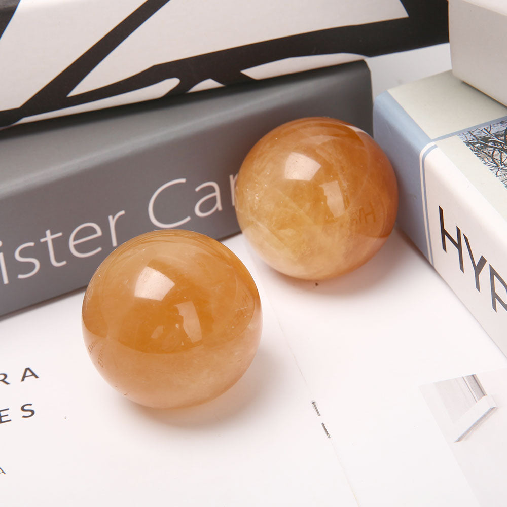 1.7 inch Honey Calcite Crystal Sphere for Energy Healing
