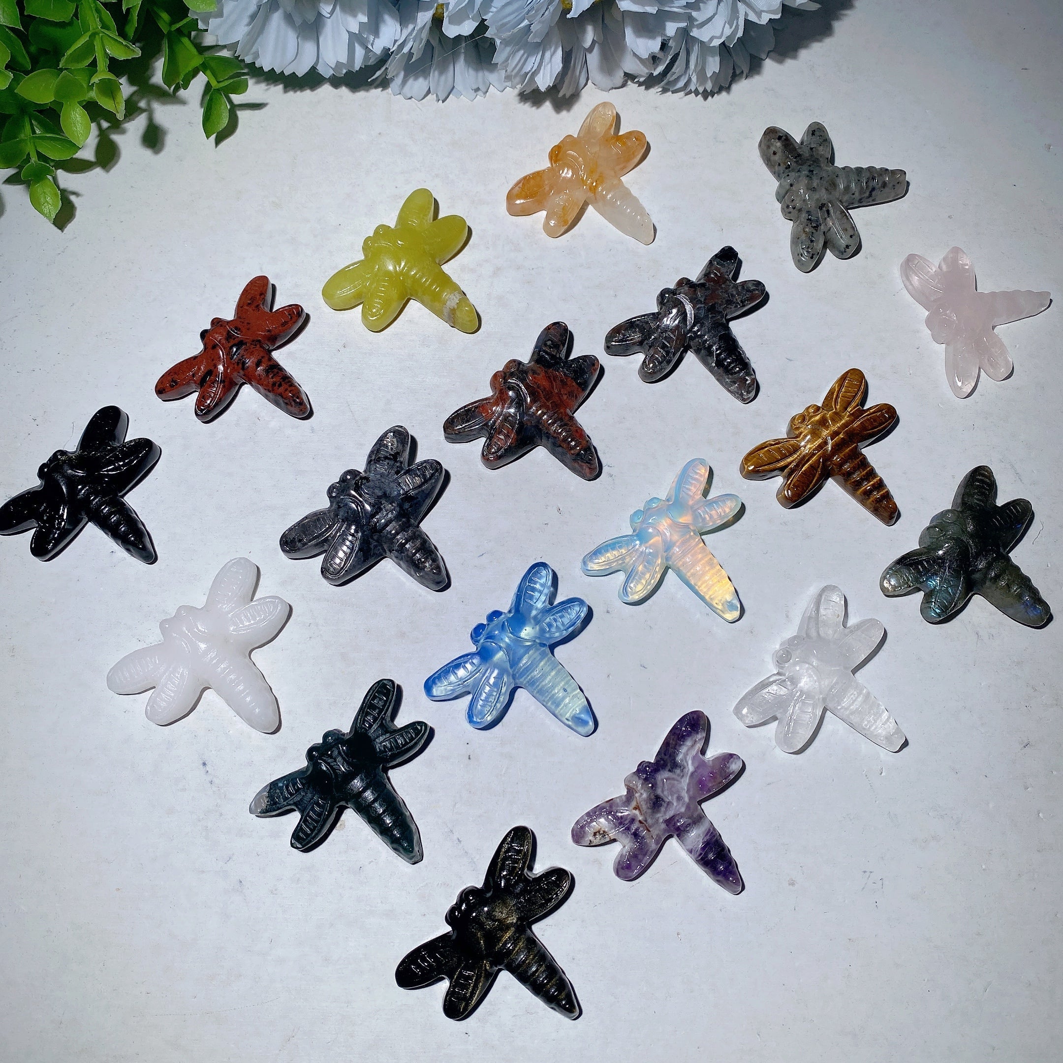 1.7 inch Mixed Crystal Dragonfly Figurines for Healing