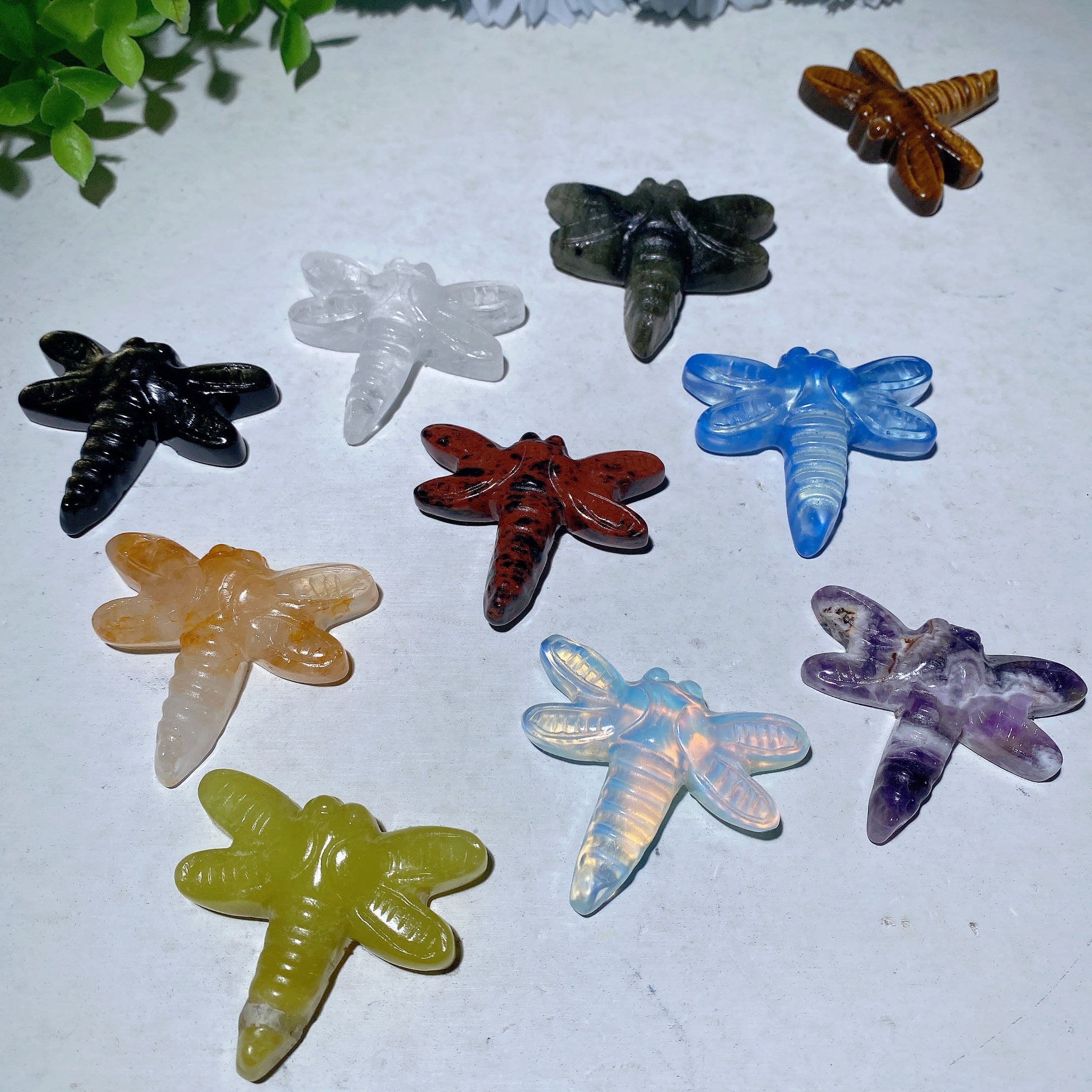 1.7 inch Mixed Crystal Dragonfly Figurines for Healing
