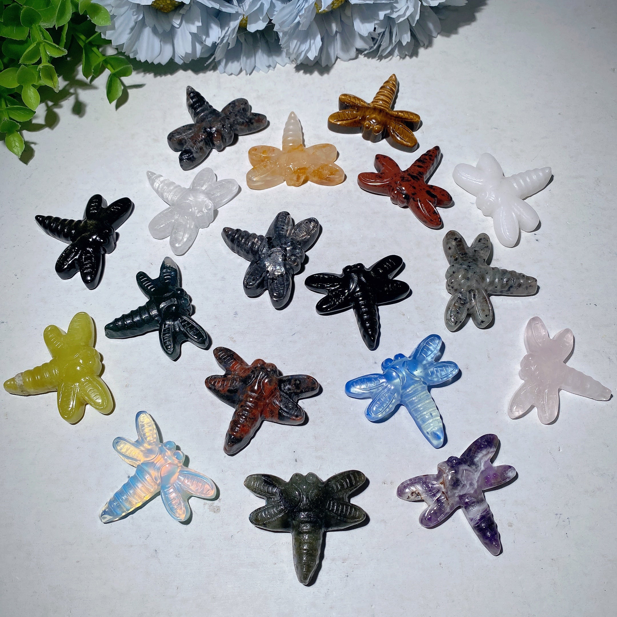 1.7 inch Mixed Crystal Dragonfly Figurines for Healing