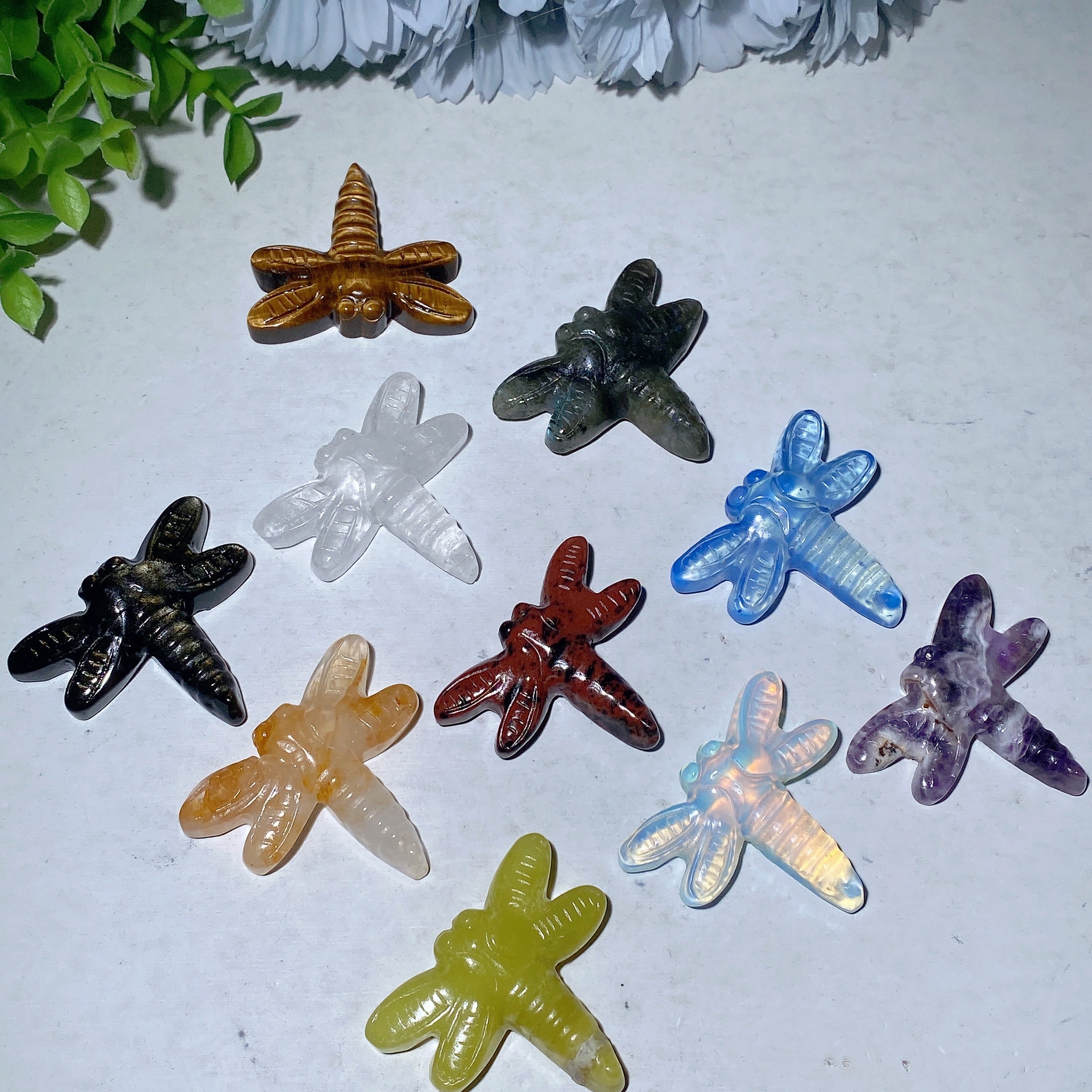 1.7 inch Mixed Crystal Dragonfly Figurines for Healing