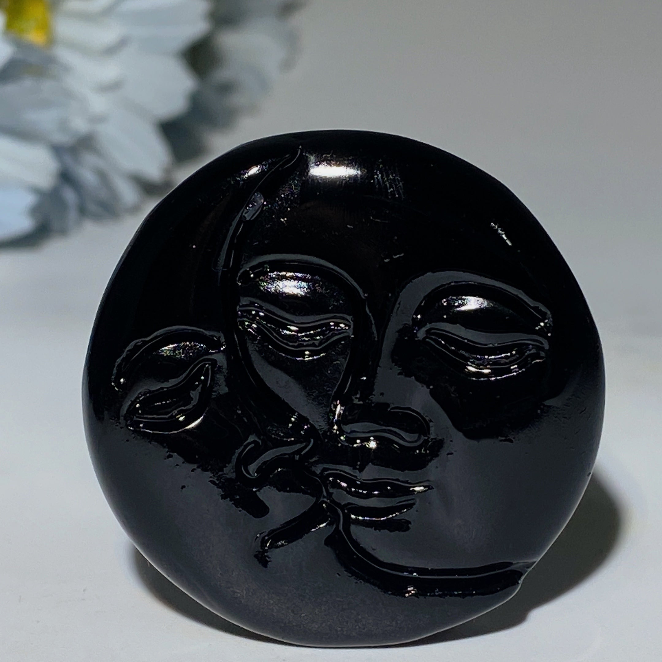 1.7 inch Mixed Crystal Moon & Sun Face Figurine