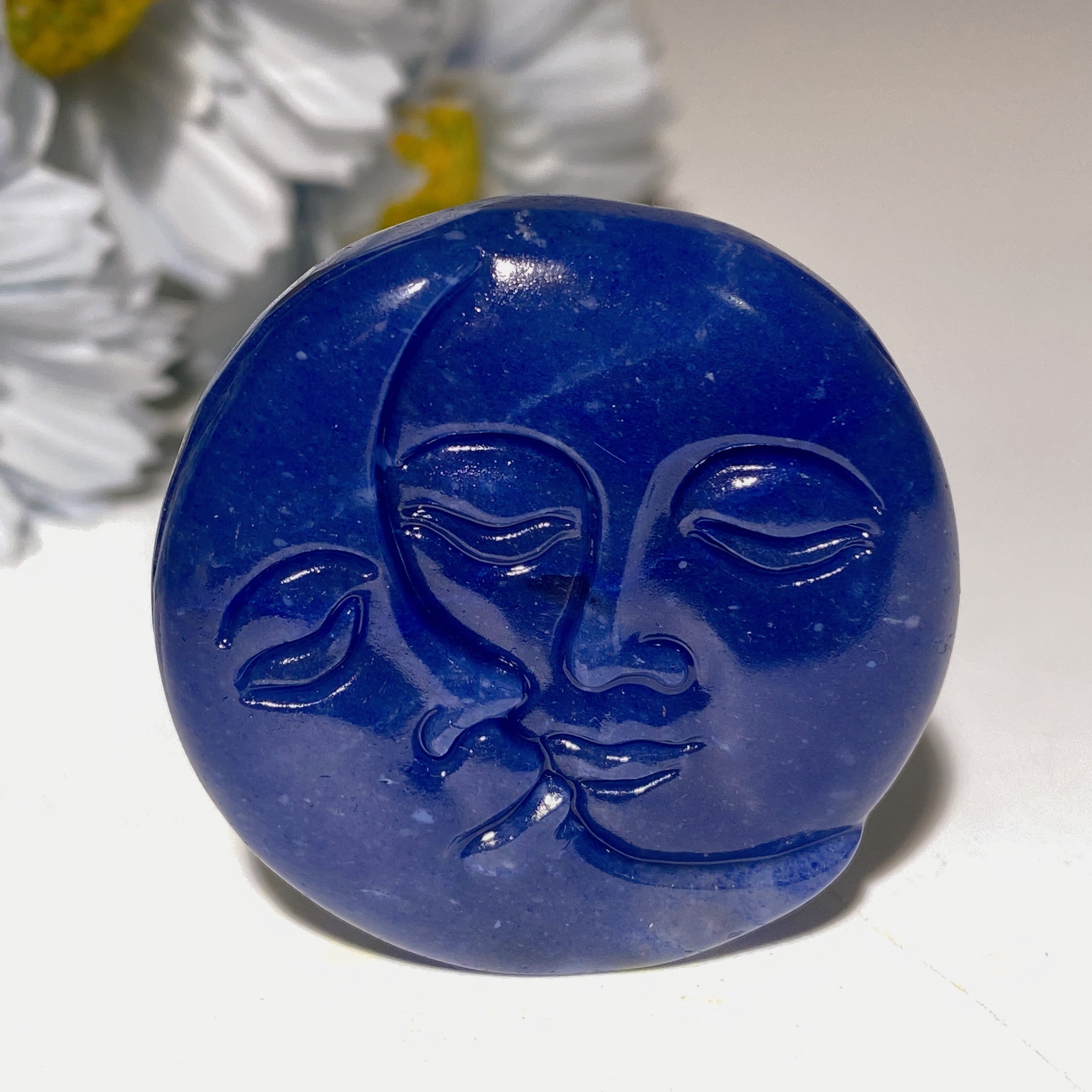 1.7 inch Mixed Crystal Moon & Sun Face Figurine