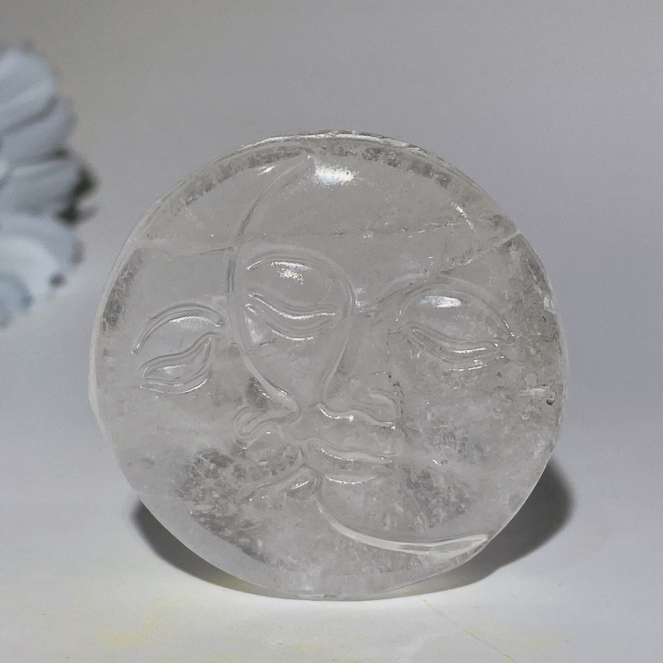 1.7 inch Mixed Crystal Moon & Sun Face Figurine