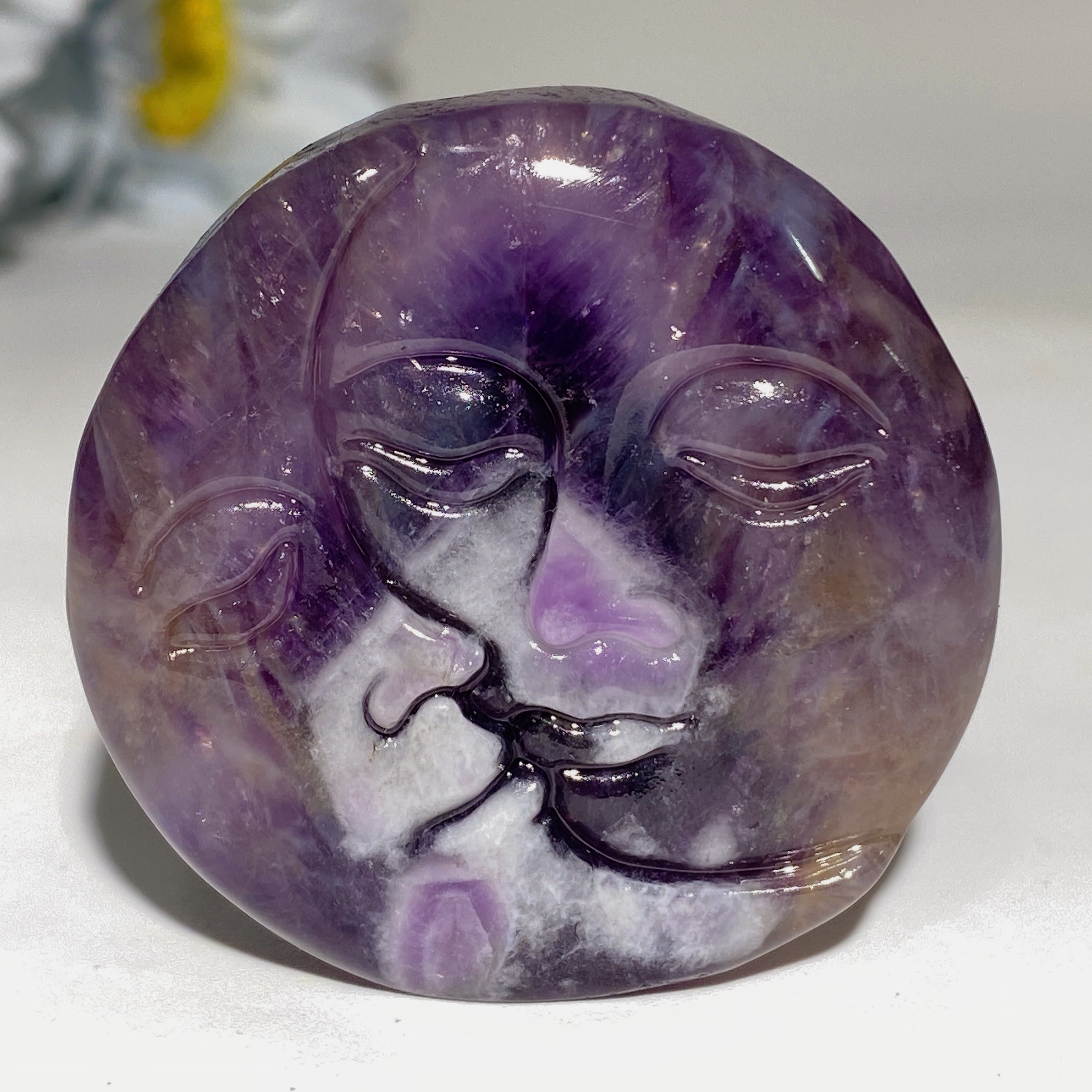 1.7 inch Mixed Crystal Moon & Sun Face Figurine