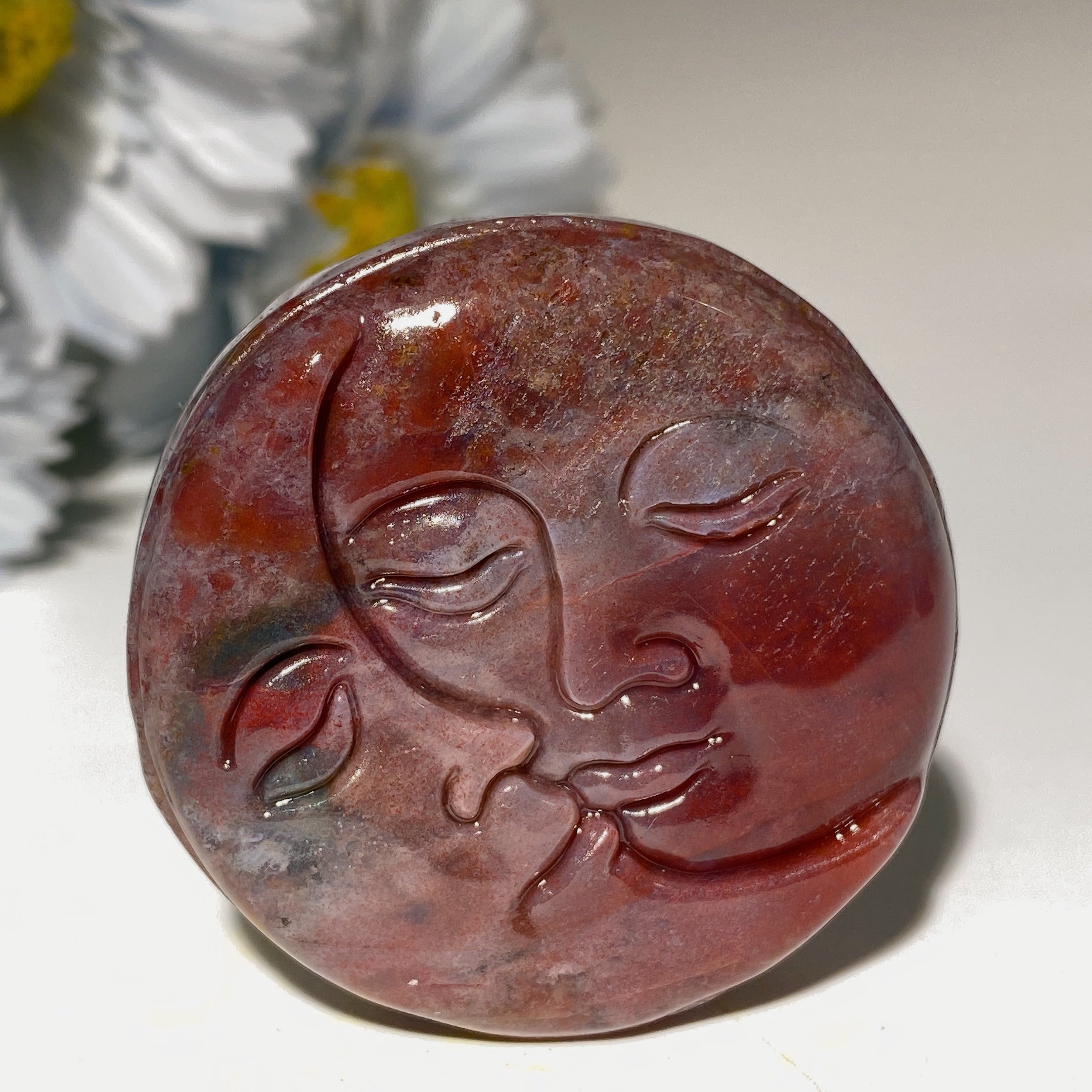 1.7 inch Mixed Crystal Moon & Sun Face Figurine