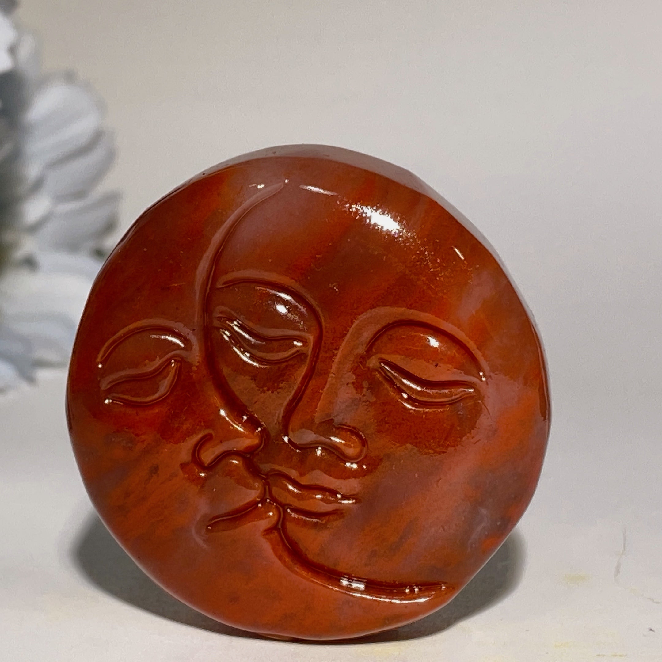 1.7 inch Mixed Crystal Moon & Sun Face Figurine