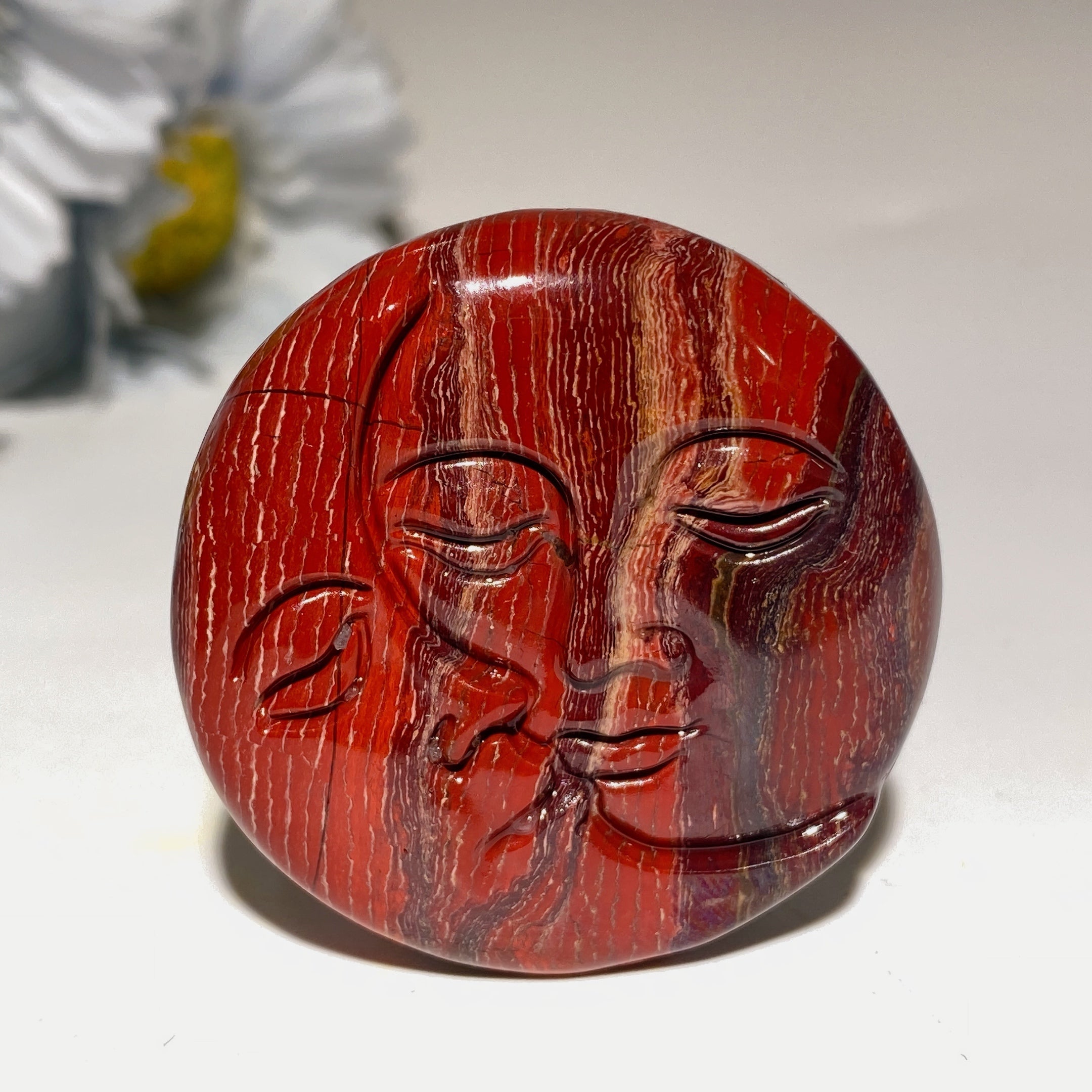 1.7 inch Mixed Crystal Moon & Sun Face Figurine