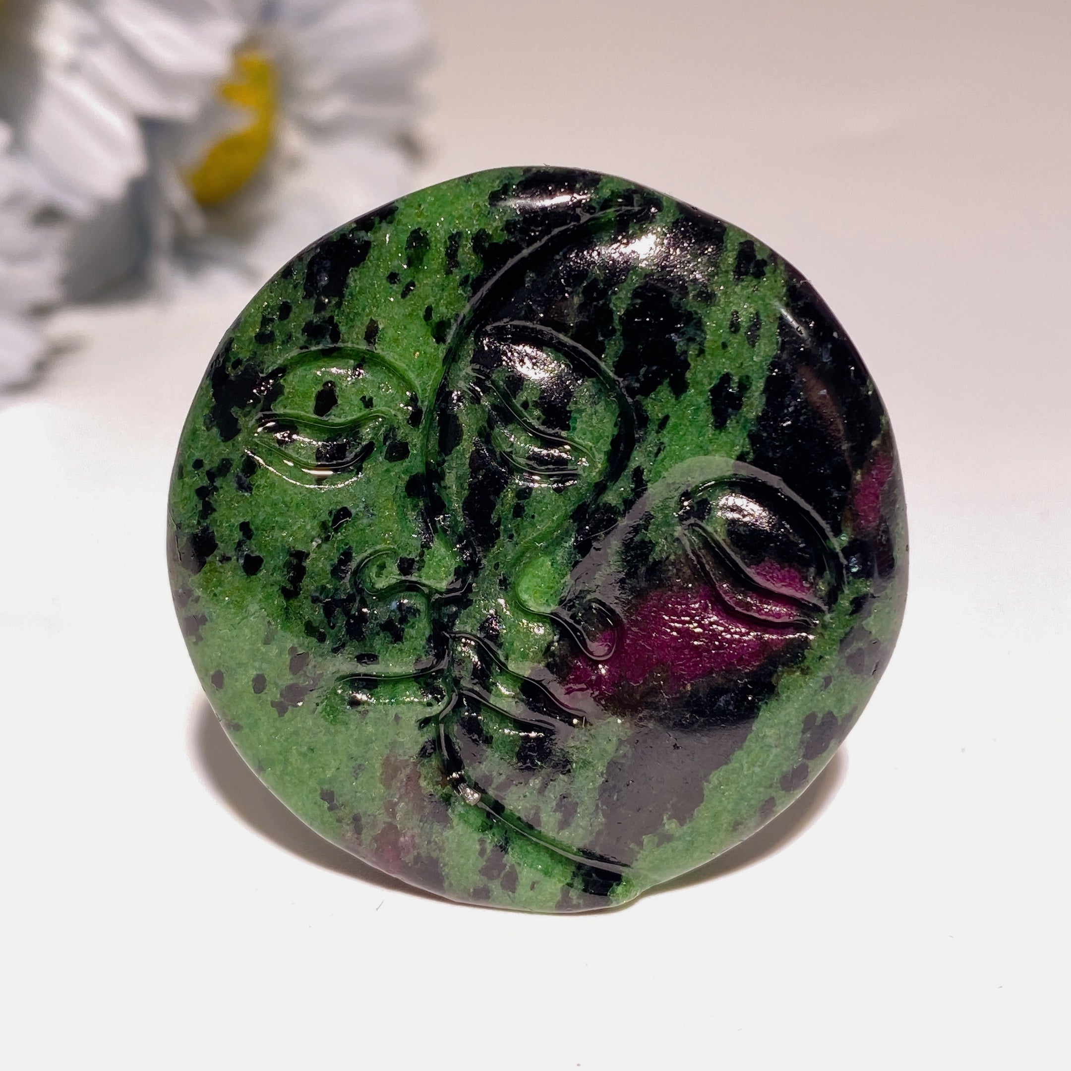 1.7 inch Mixed Crystal Moon & Sun Face Figurine