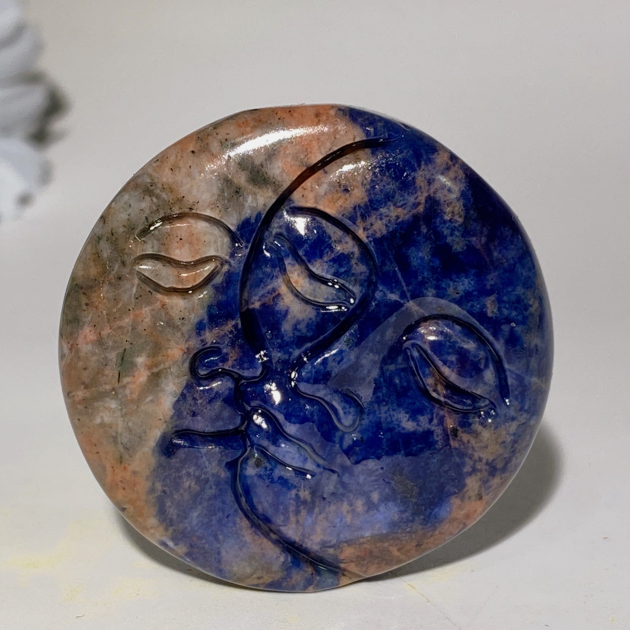 1.7 inch Mixed Crystal Moon & Sun Face Figurine