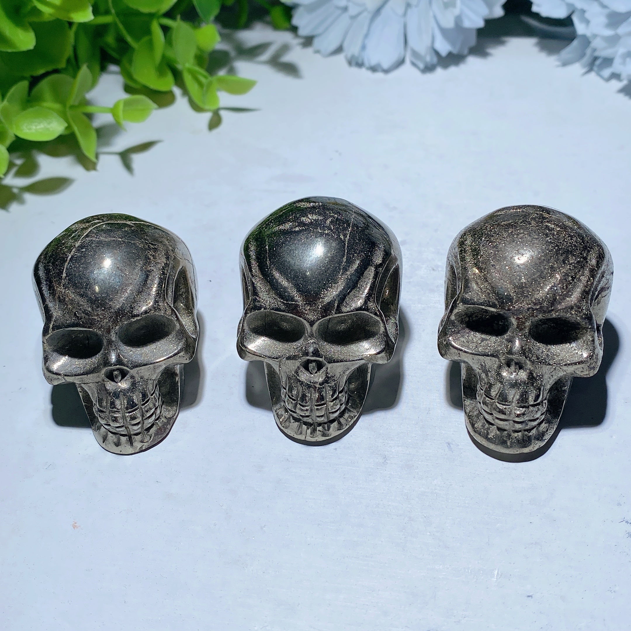1.7 inch Pyrite Crystal Skull Carving