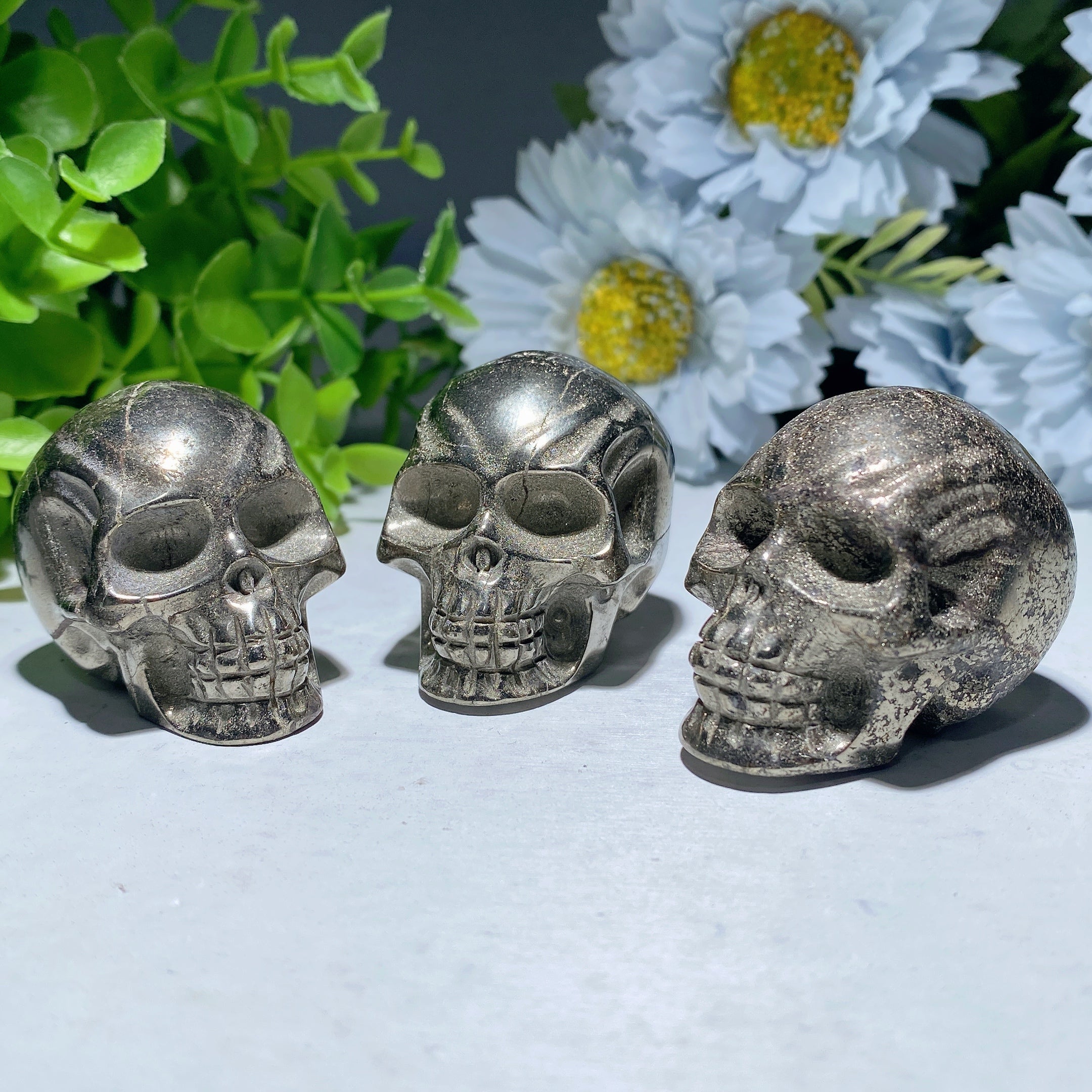 1.7 inch Pyrite Crystal Skull Carving