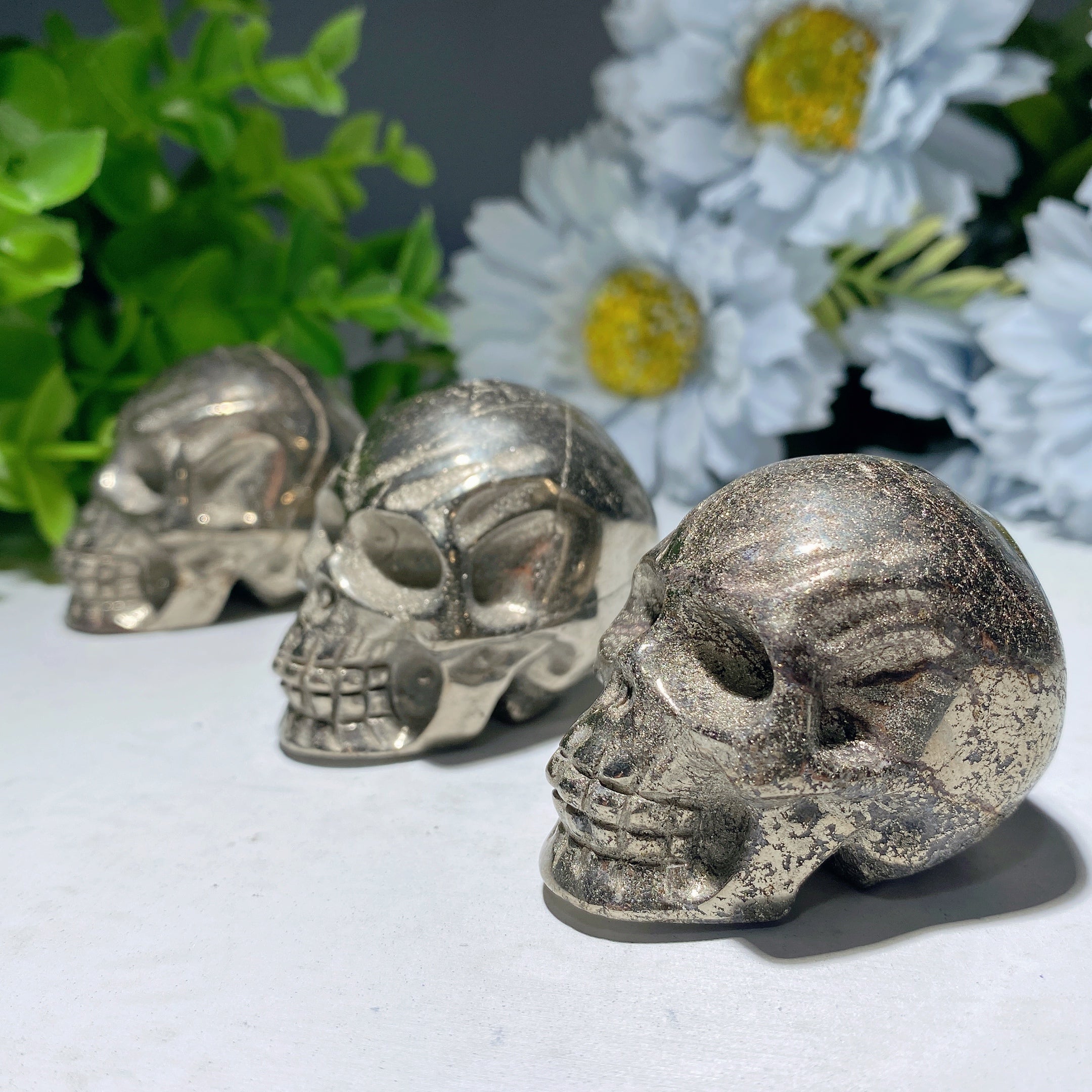 1.7 inch Pyrite Crystal Skull Carving