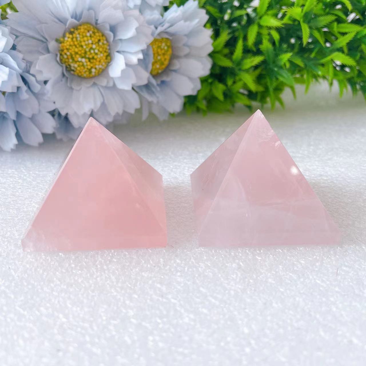 1.7 inch Rose Quartz Healing Crystal Pyramid for Meditation
