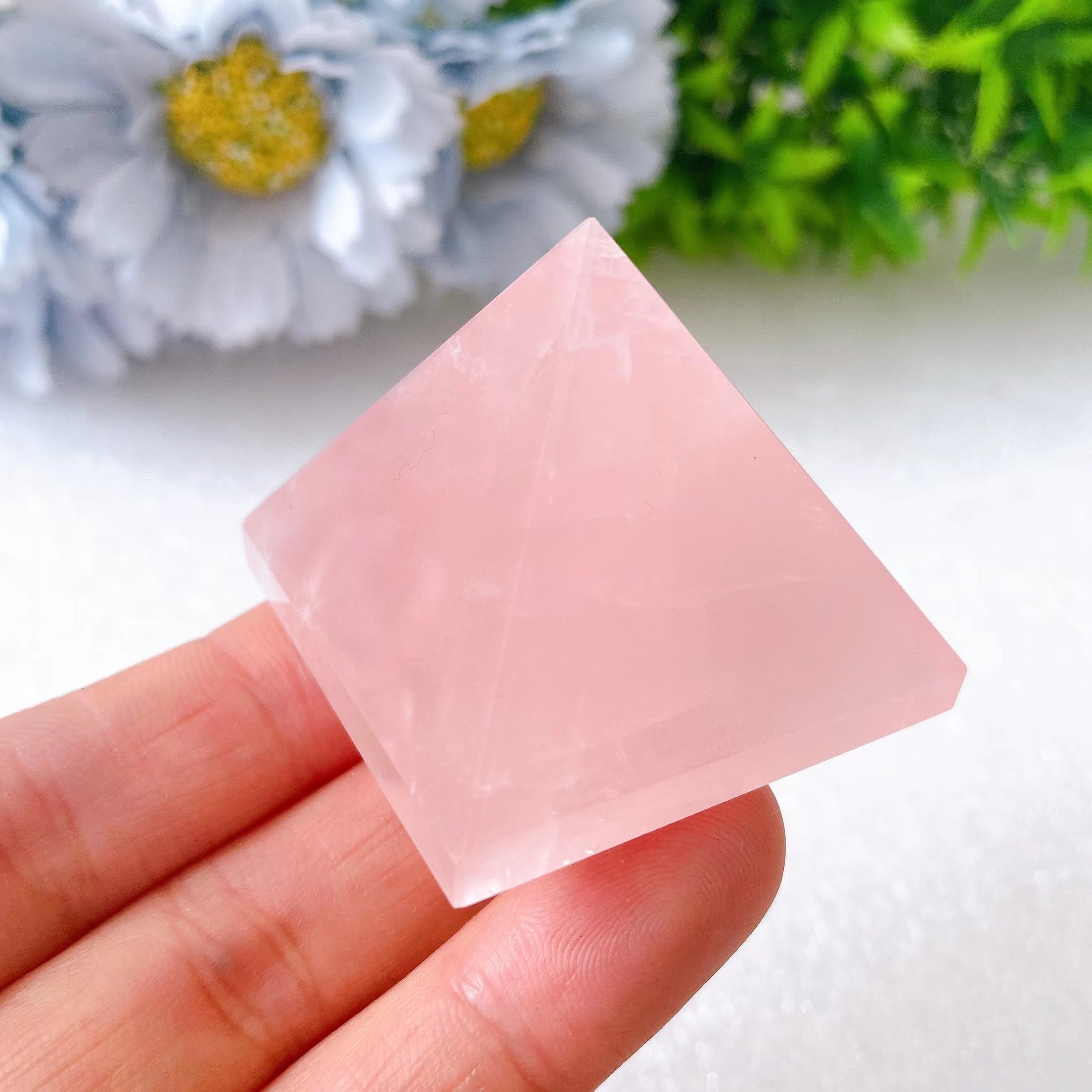 1.7 inch Rose Quartz Healing Crystal Pyramid for Meditation