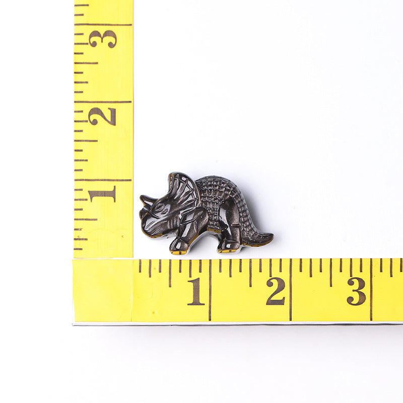 1.7 inch Silver Obsidian Dinosaur Crystal Figurine Carving