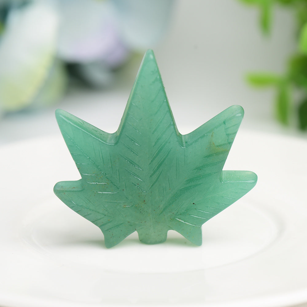 1.7" Mixed Crystal Maple Leaf Carving Figurine
