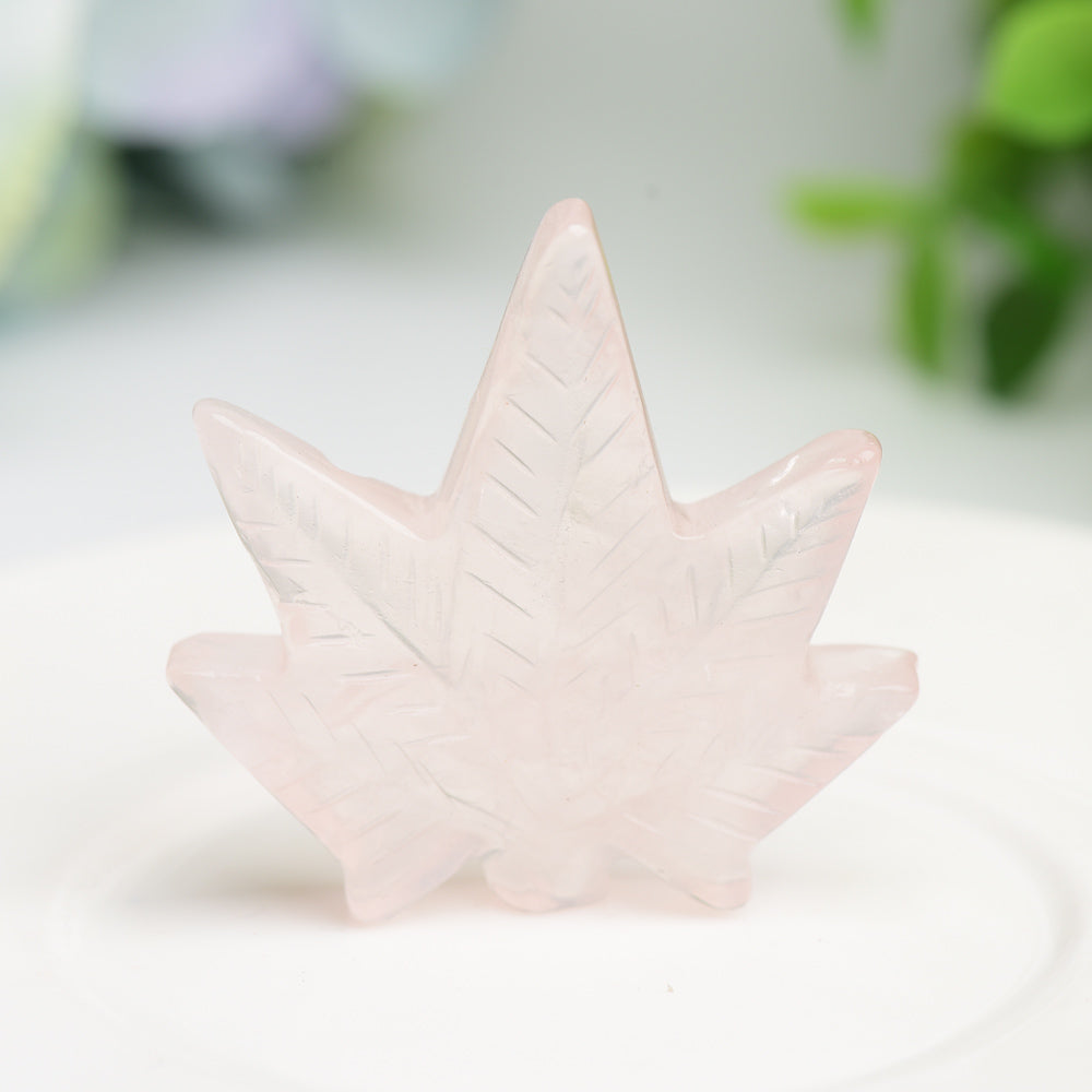 1.7" Mixed Crystal Maple Leaf Carving Figurine