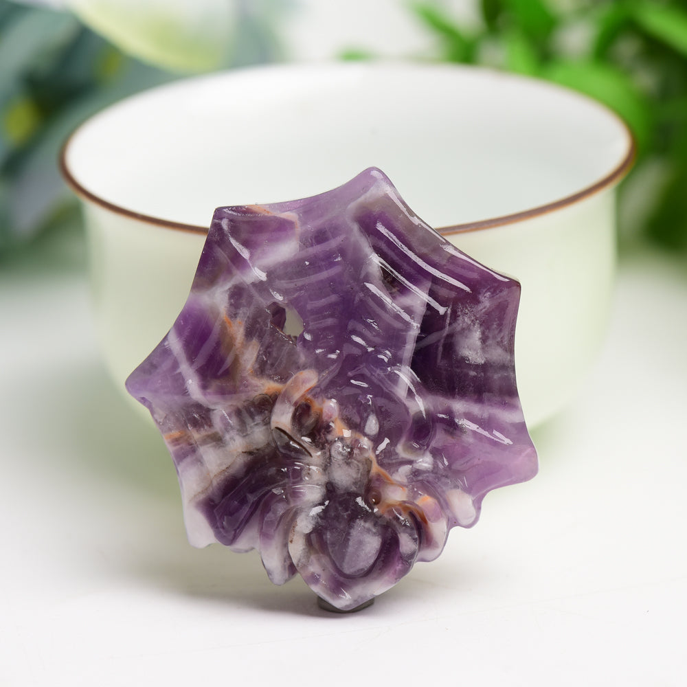 1.7" Mixed Crystal Spider Web Figurine | Healing Energy Decor