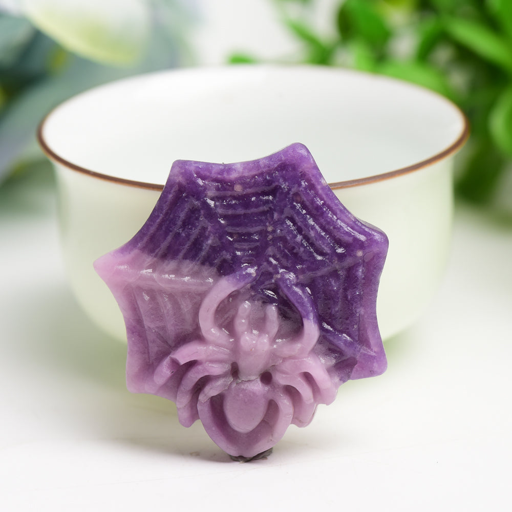 1.7" Mixed Crystal Spider Web Figurine | Healing Energy Decor