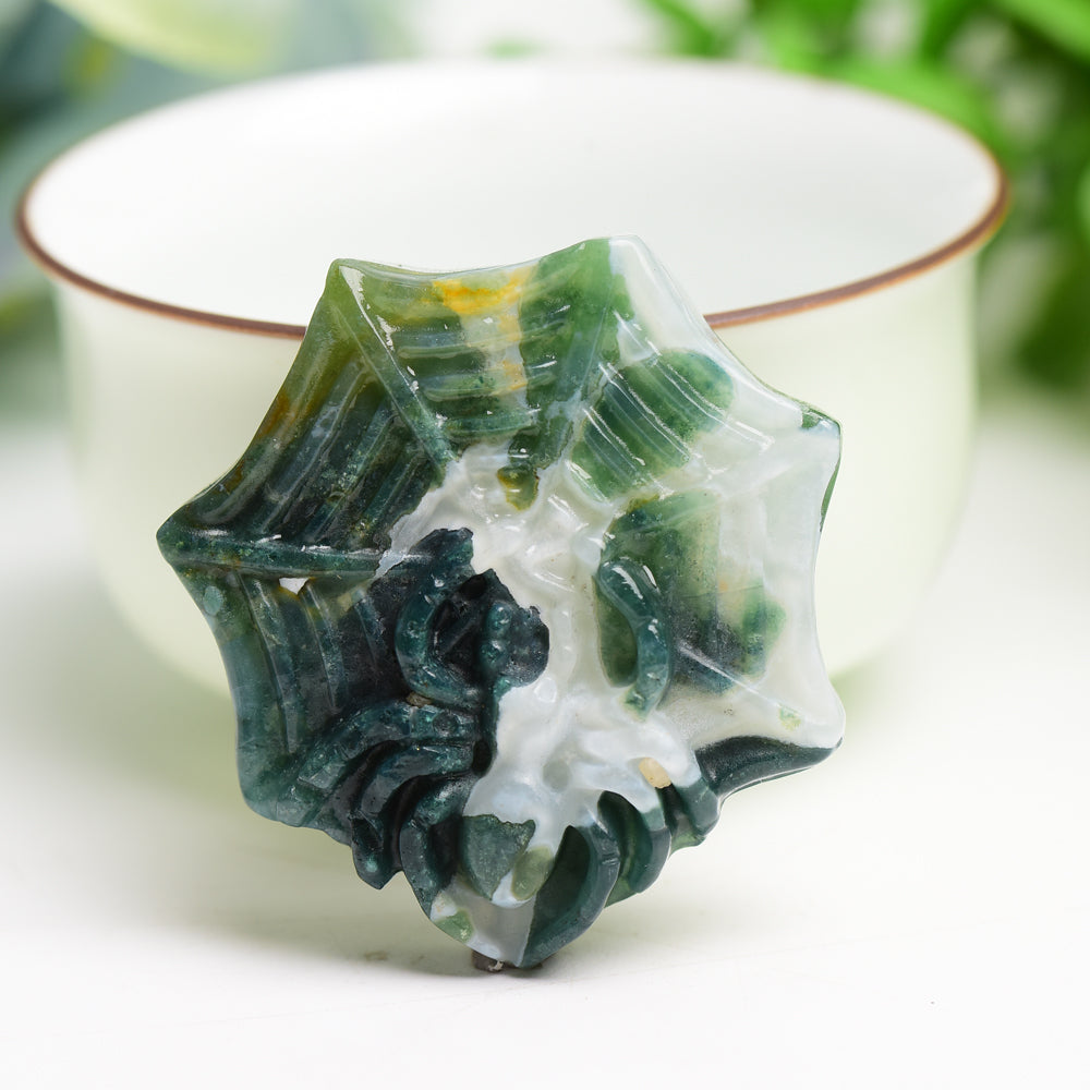 1.7" Mixed Crystal Spider Web Figurine | Healing Energy Decor