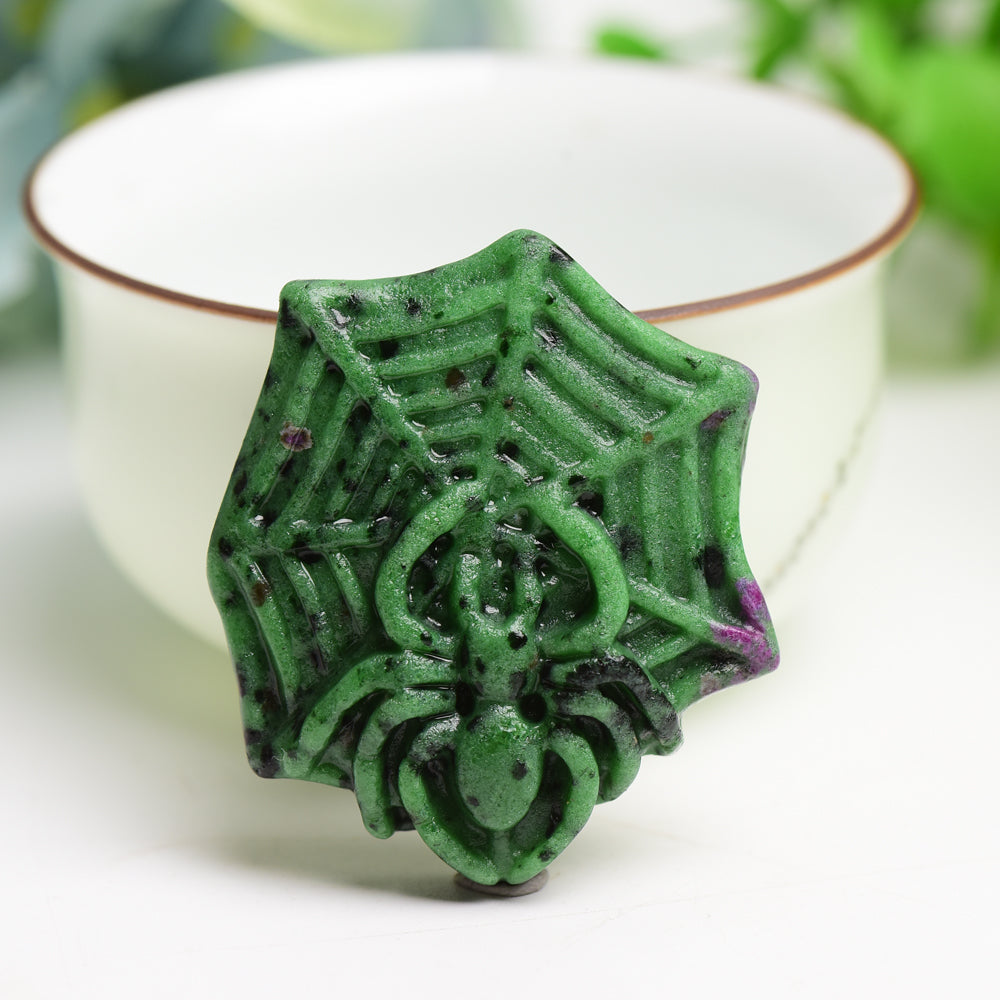 1.7" Mixed Crystal Spider Web Figurine | Healing Energy Decor