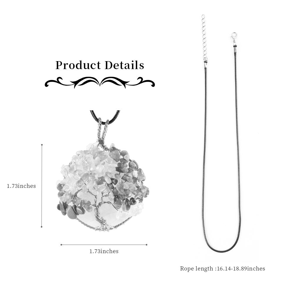 1.73 inch Tree of Life Pendant Copper Wire Wrapped Healing Necklace